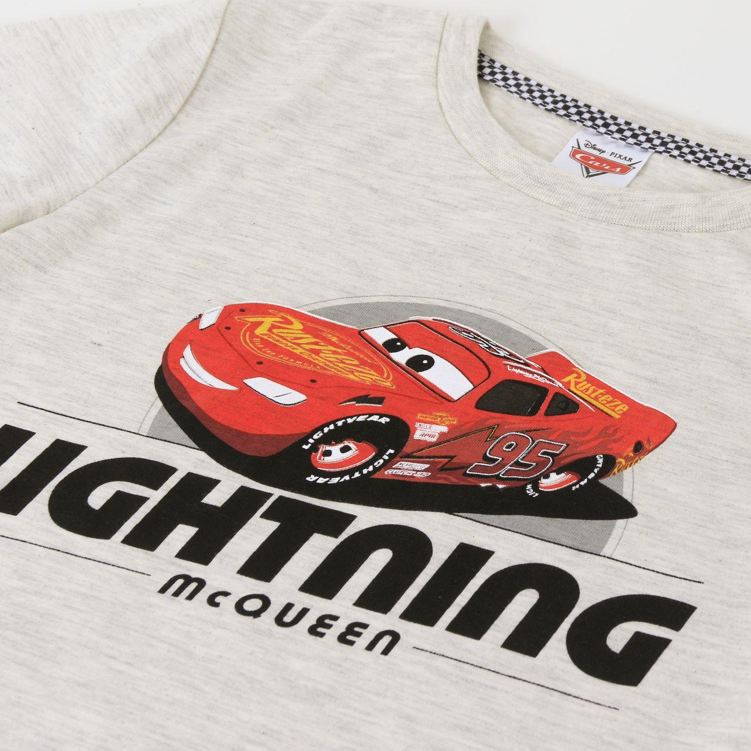 Polera Manga Larga Niño Rayo McQueen Cars Gris Disney-2