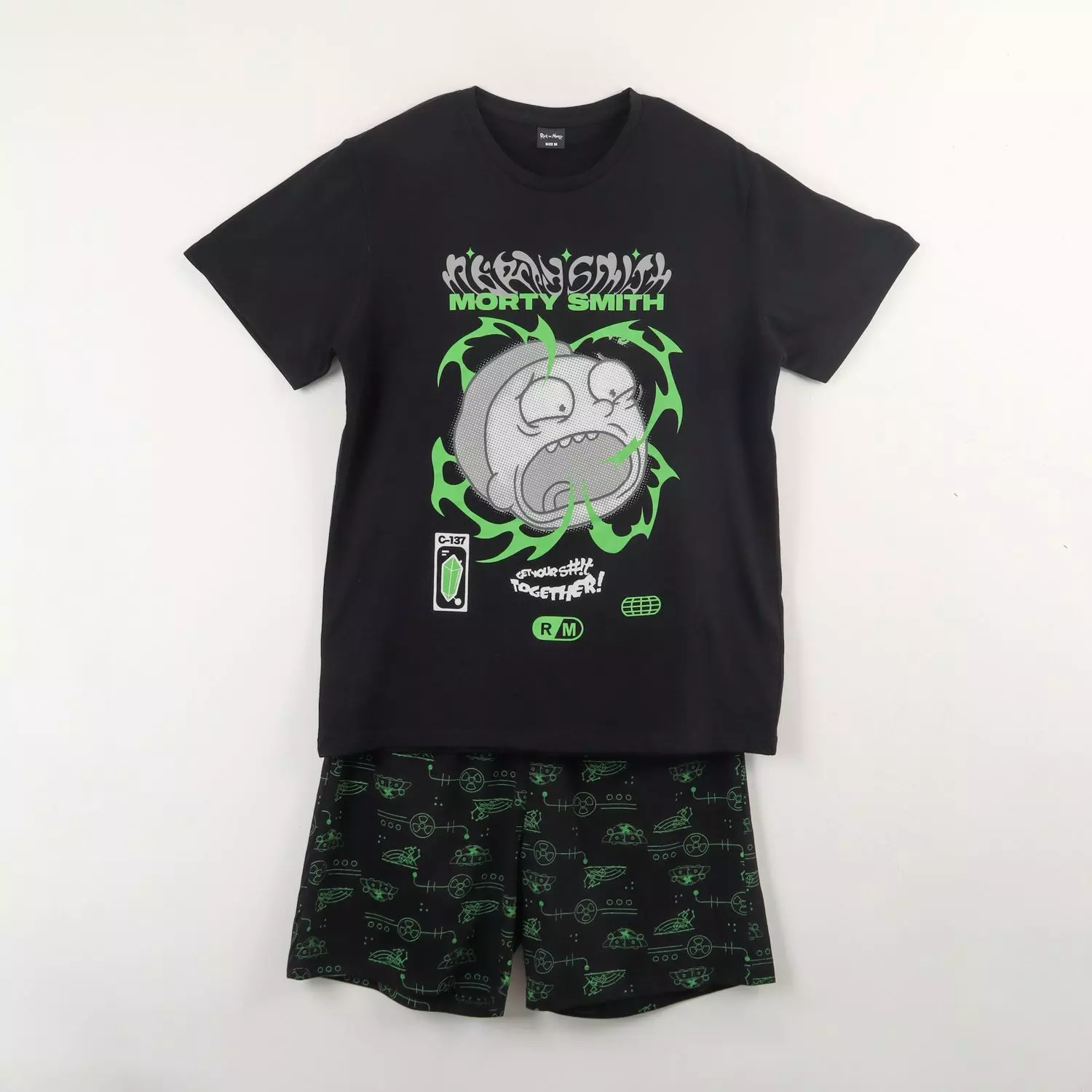 Pijama Manga Corta Hombre Negro Rick and Morty-0