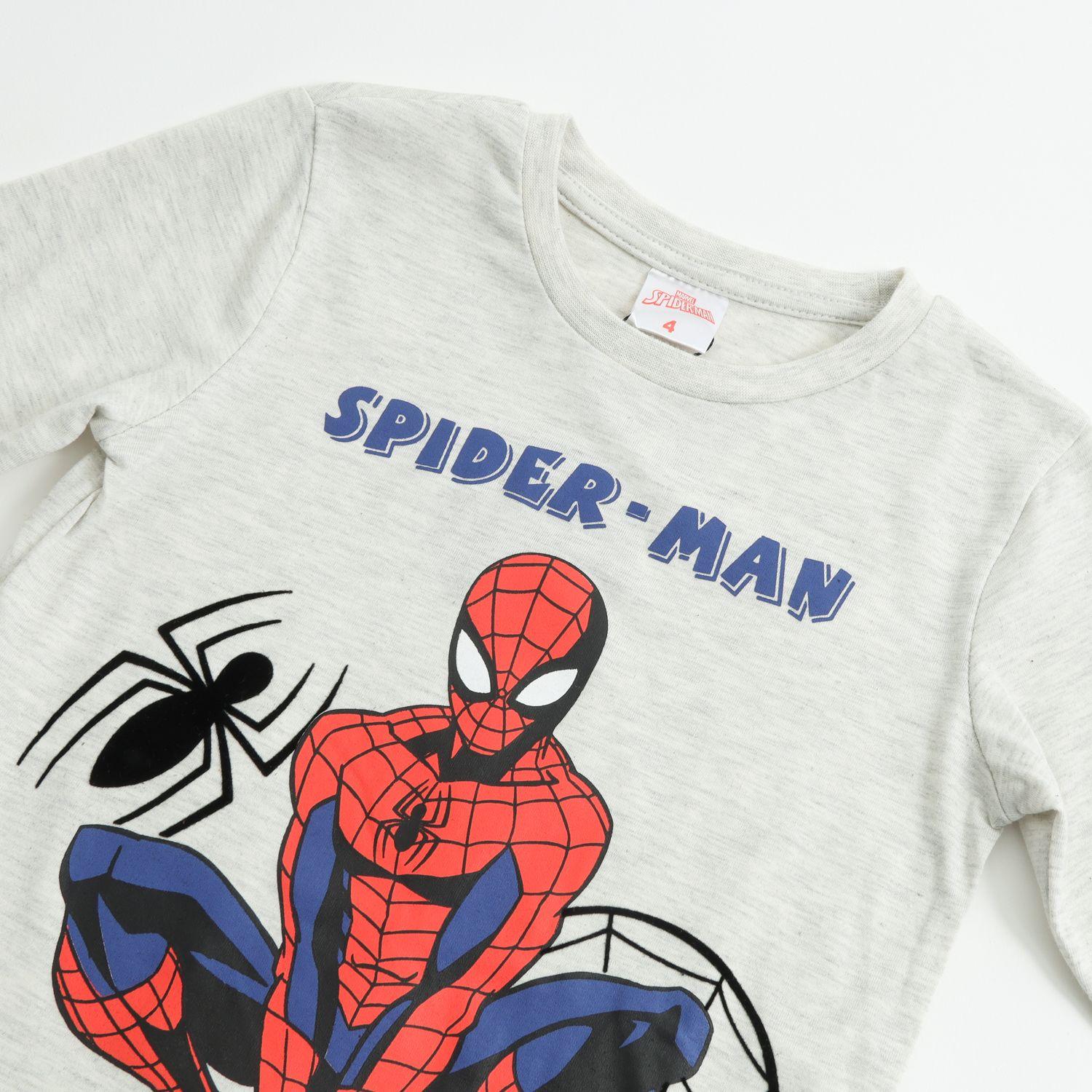 Pijama Manga Larga Niño Spiderman Print Gris Marvel-2