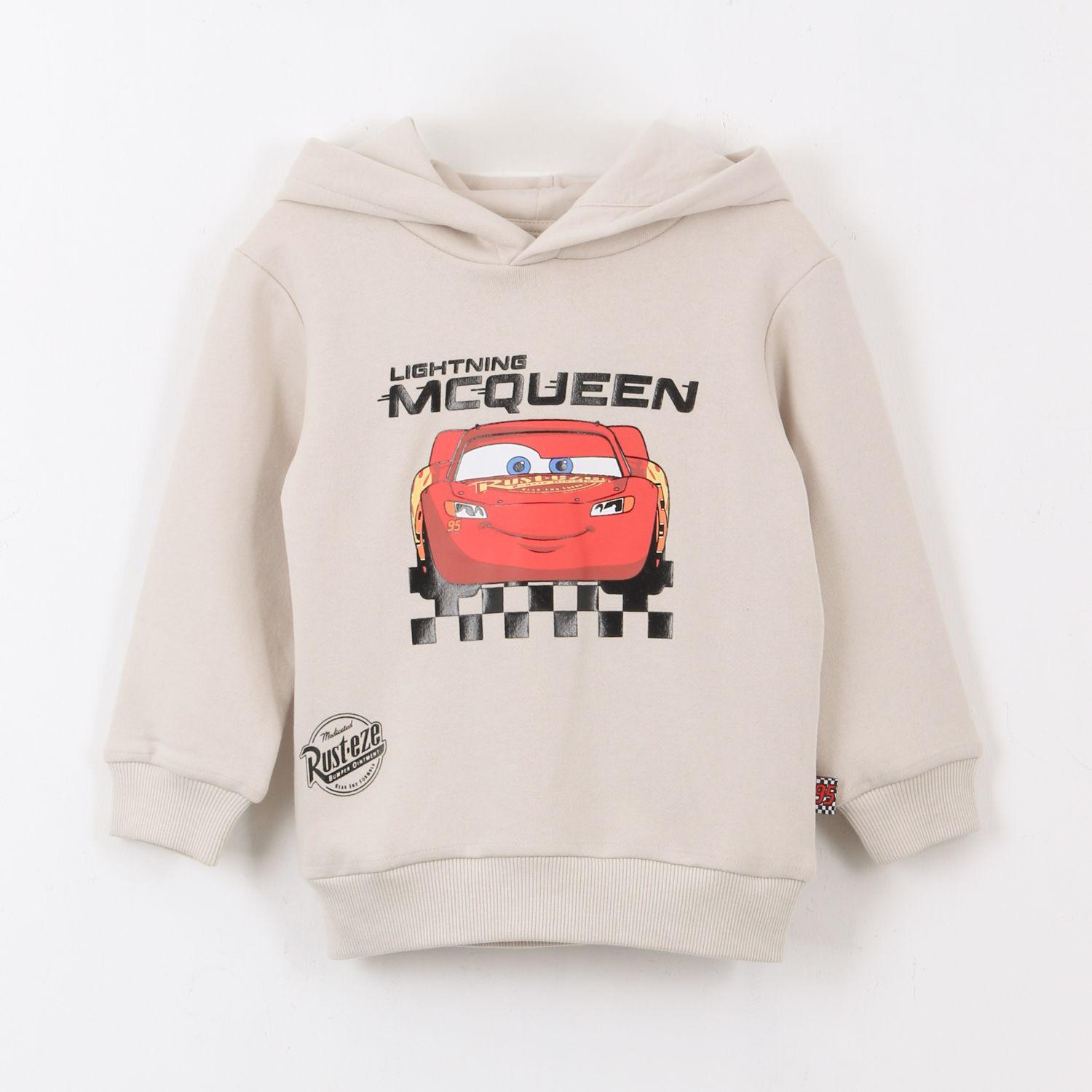 Polerón Cerrado Niño Hoodie Rayo McQueen Cars Beige Disney-0
