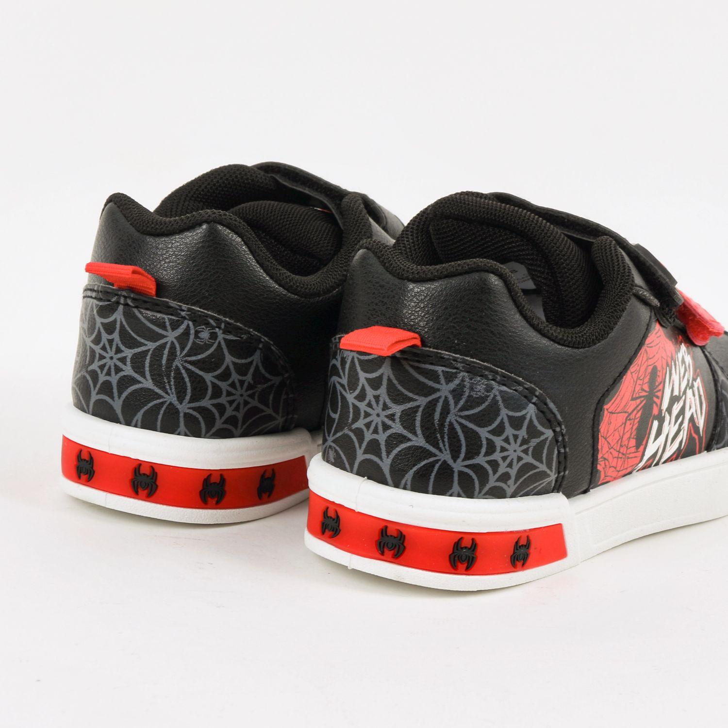Zapatilla Luces Niño Velcro Spiderman Negro Marvel-2