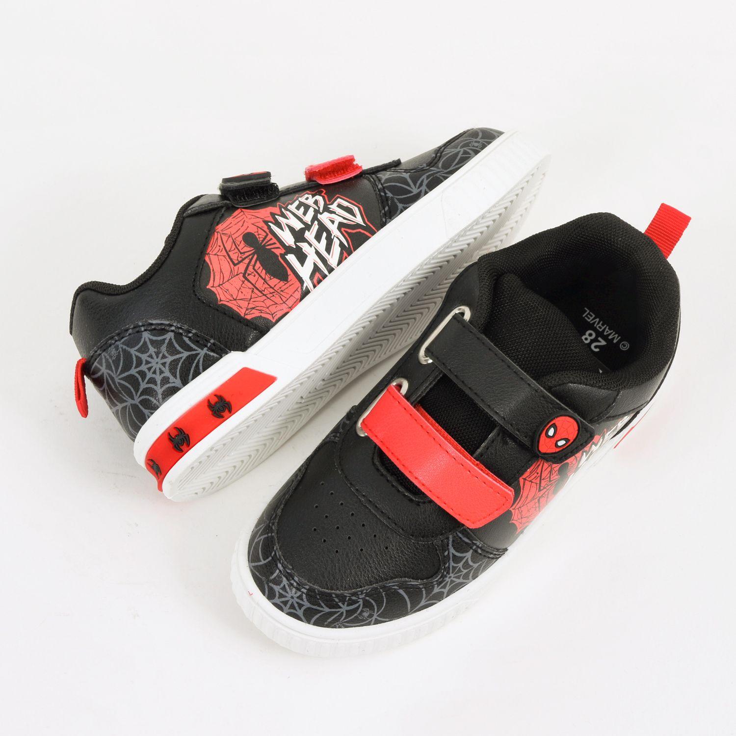 Zapatilla Luces Niño Velcro Spiderman Negro Marvel-3