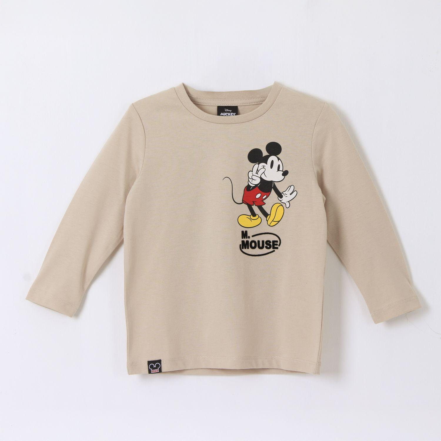 Polera Manga Larga Niño Back Print Mickey Beige Disney-0