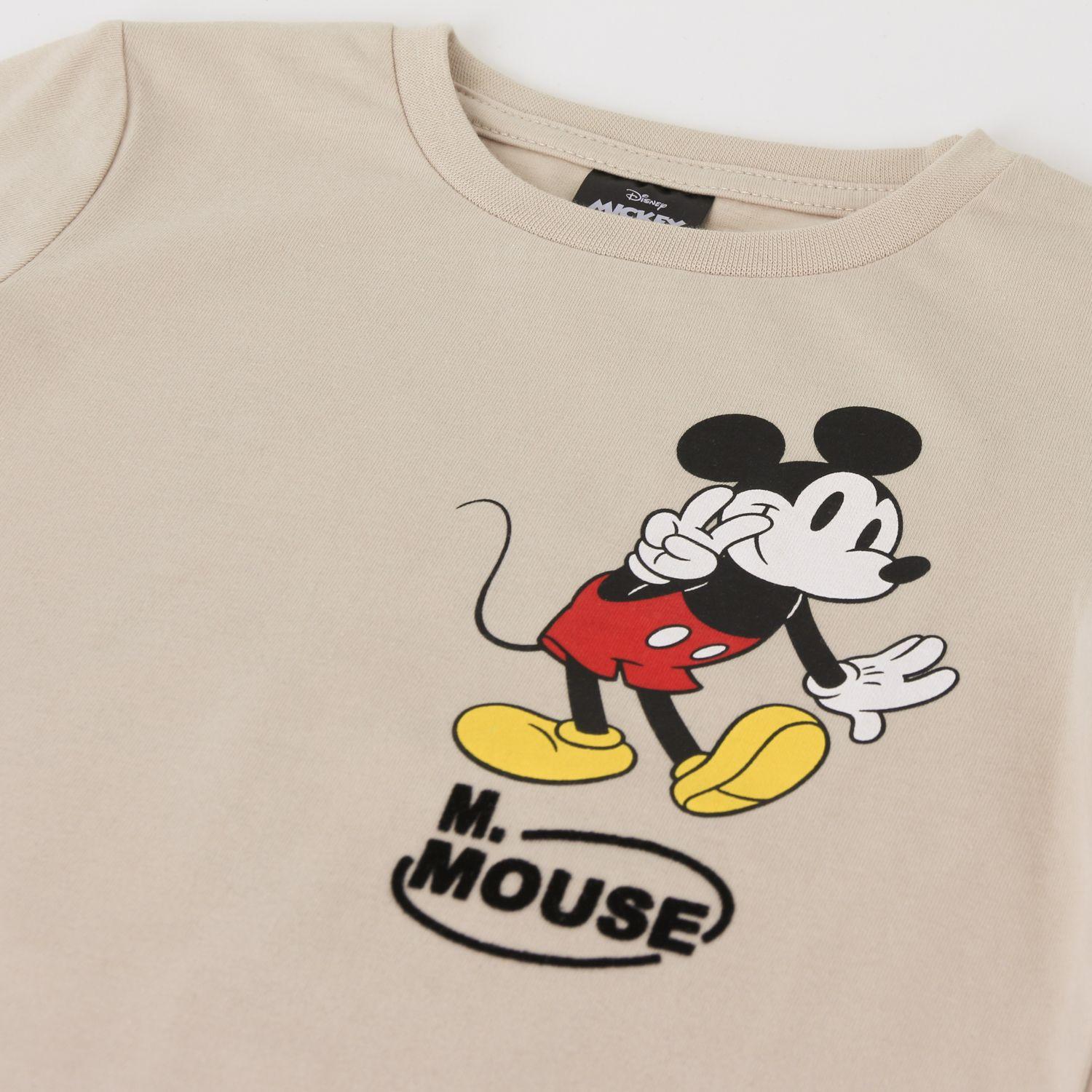 Polera Manga Larga Niño Back Print Mickey Beige Disney-2
