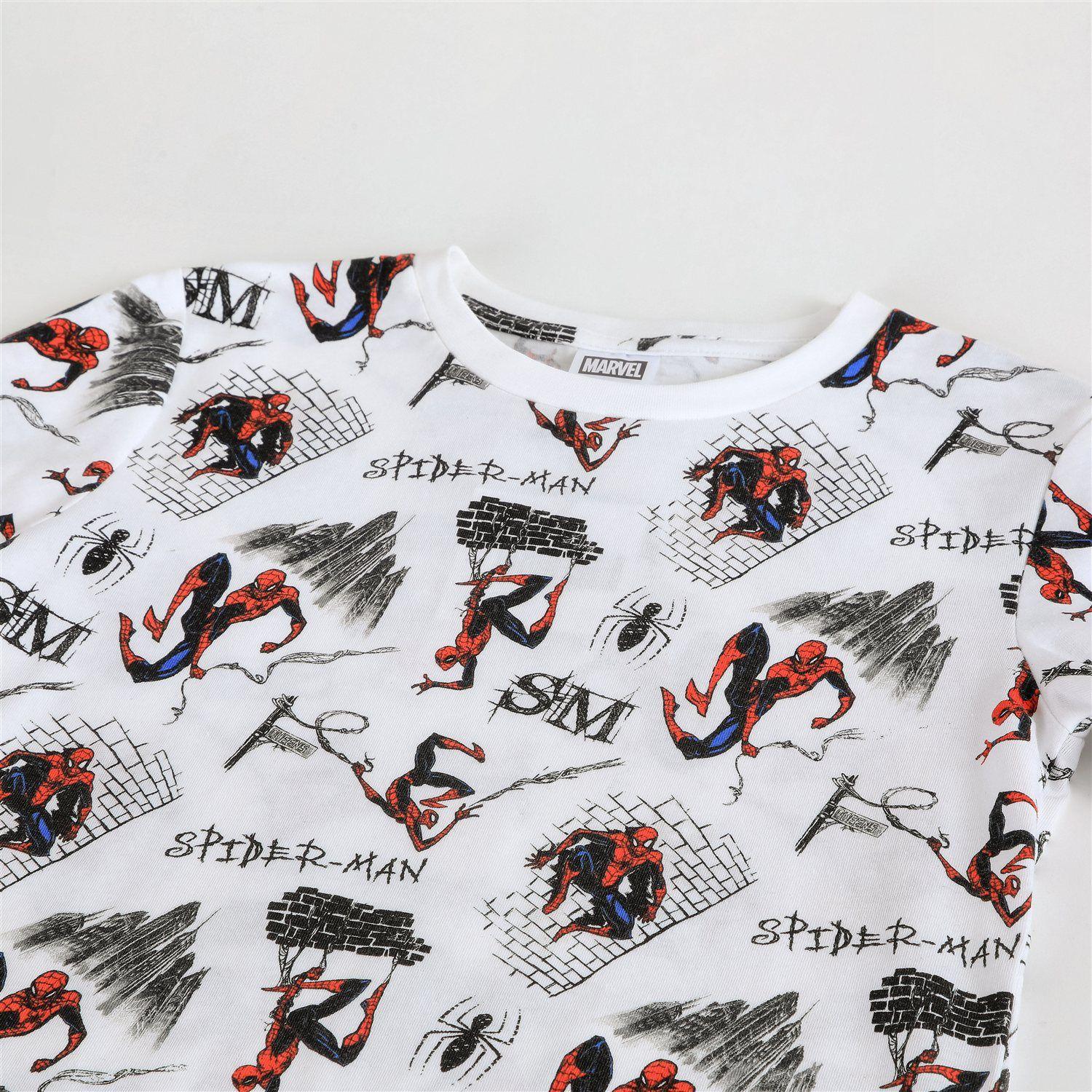 Polera Manga Corta Niño Spiderman Marvel Full Print Blanco-2