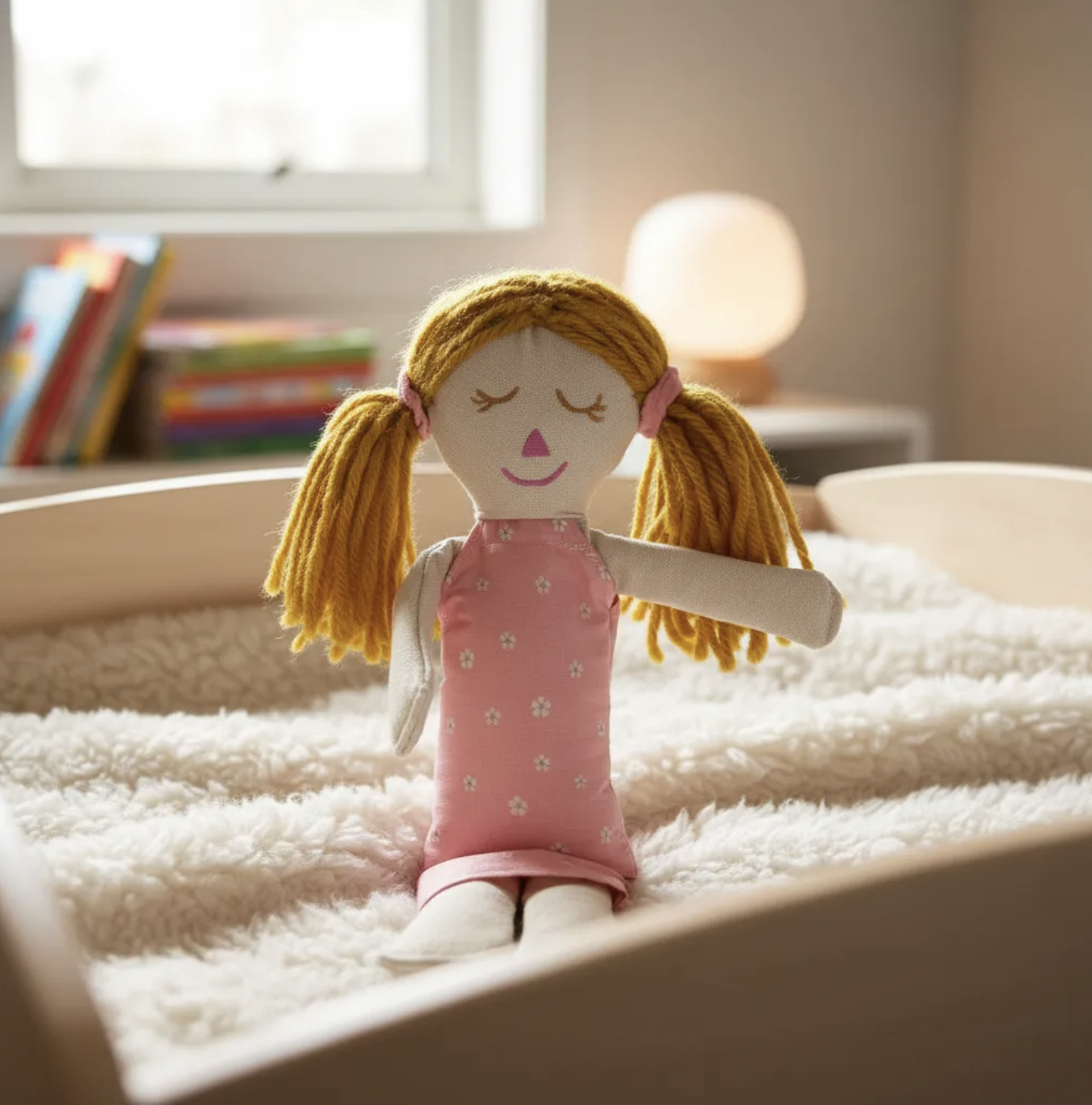 Mi primera muñeca llamada Celeste Waldorf & Montessori 32cm Lona relleno antialérgico pintada a mano-4