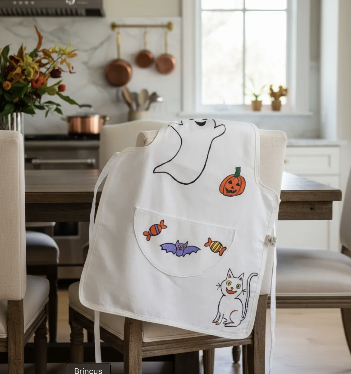 Delantal Halloween de cocina infantil talla única 3 a 7 años pintado a mano-3