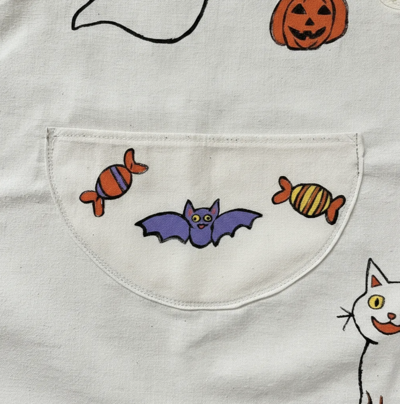 Delantal Halloween de cocina infantil talla única 3 a 7 años pintado a mano-6