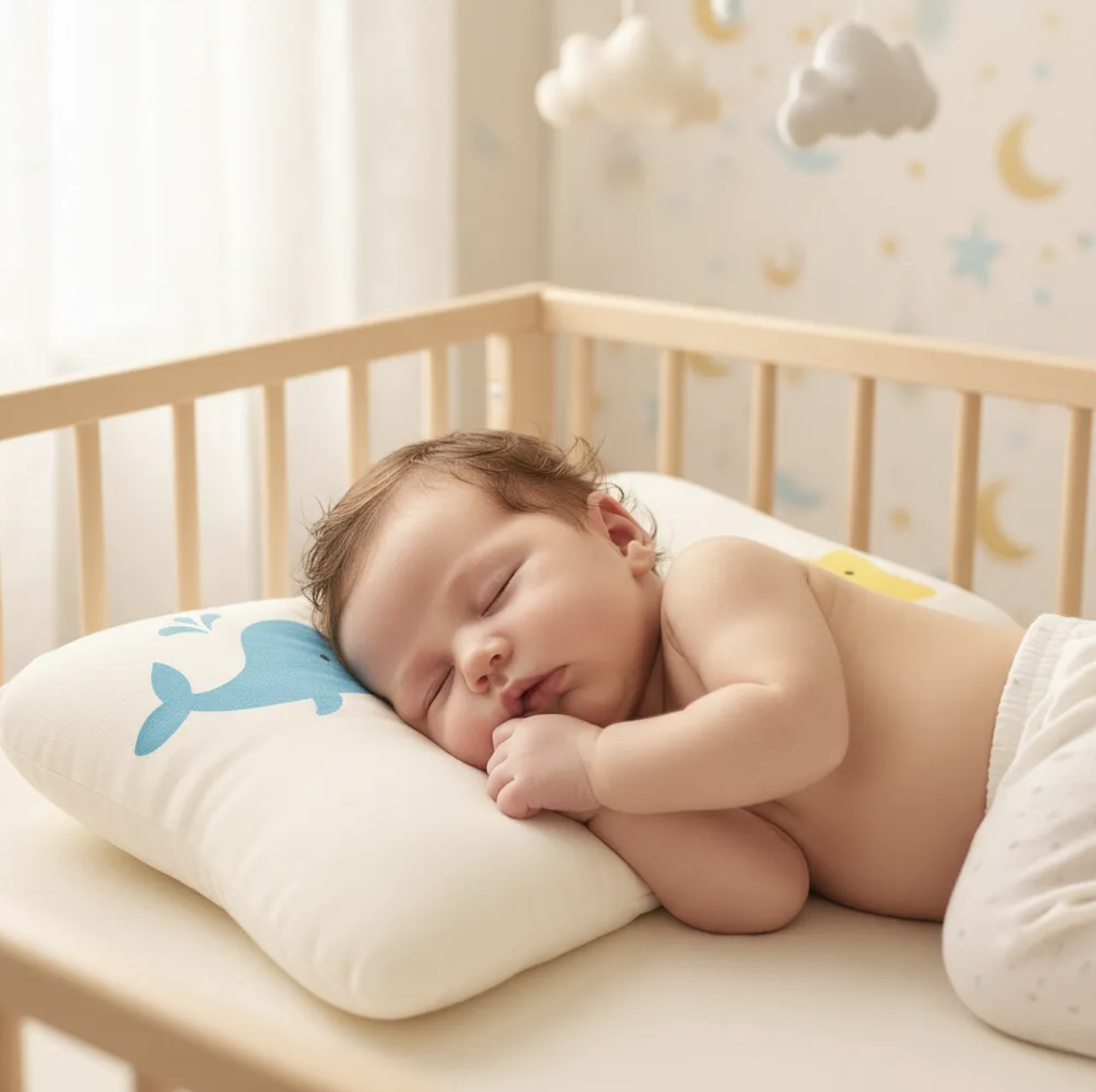 Almohada bebé Anti-plagiocefalia recién nacido 100% algodón relleno antialérgico-2