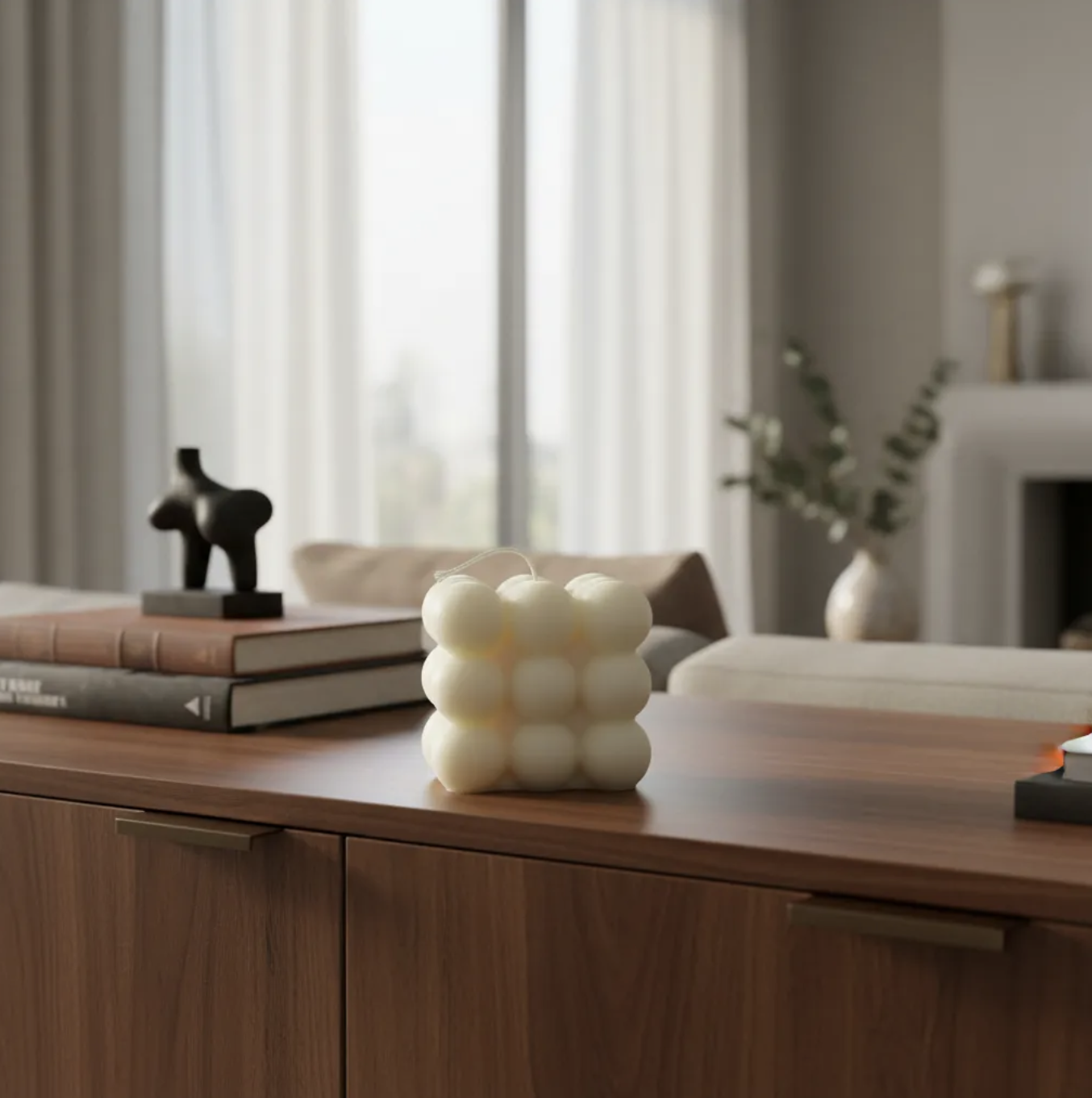 Vela Burbuja o Bubble candle geométrica adorno minimalista y moderno 6 cm en cera de soja-2