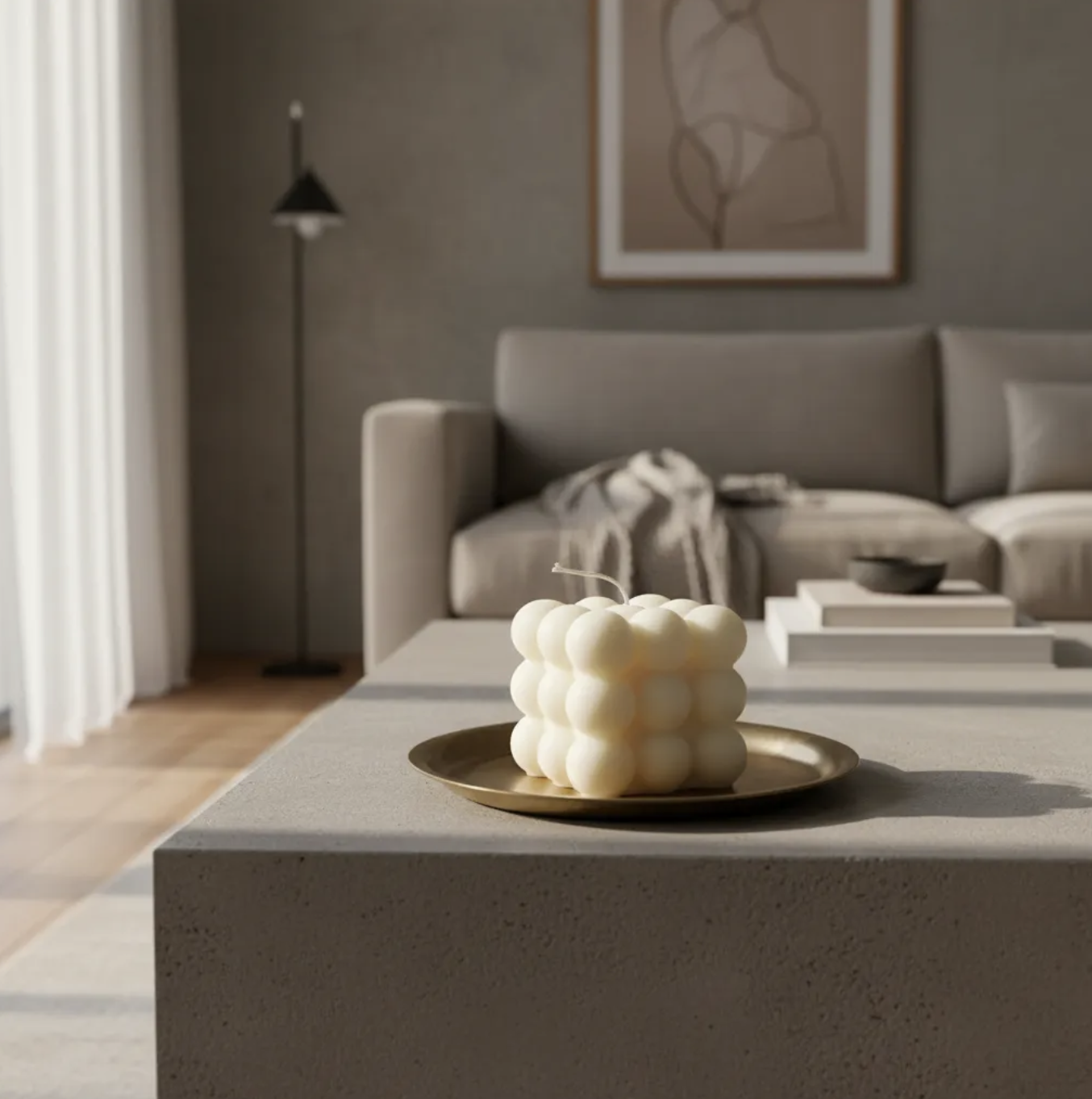 Vela Burbuja o Bubble candle geométrica adorno minimalista y moderno 6 cm en cera de soja-3