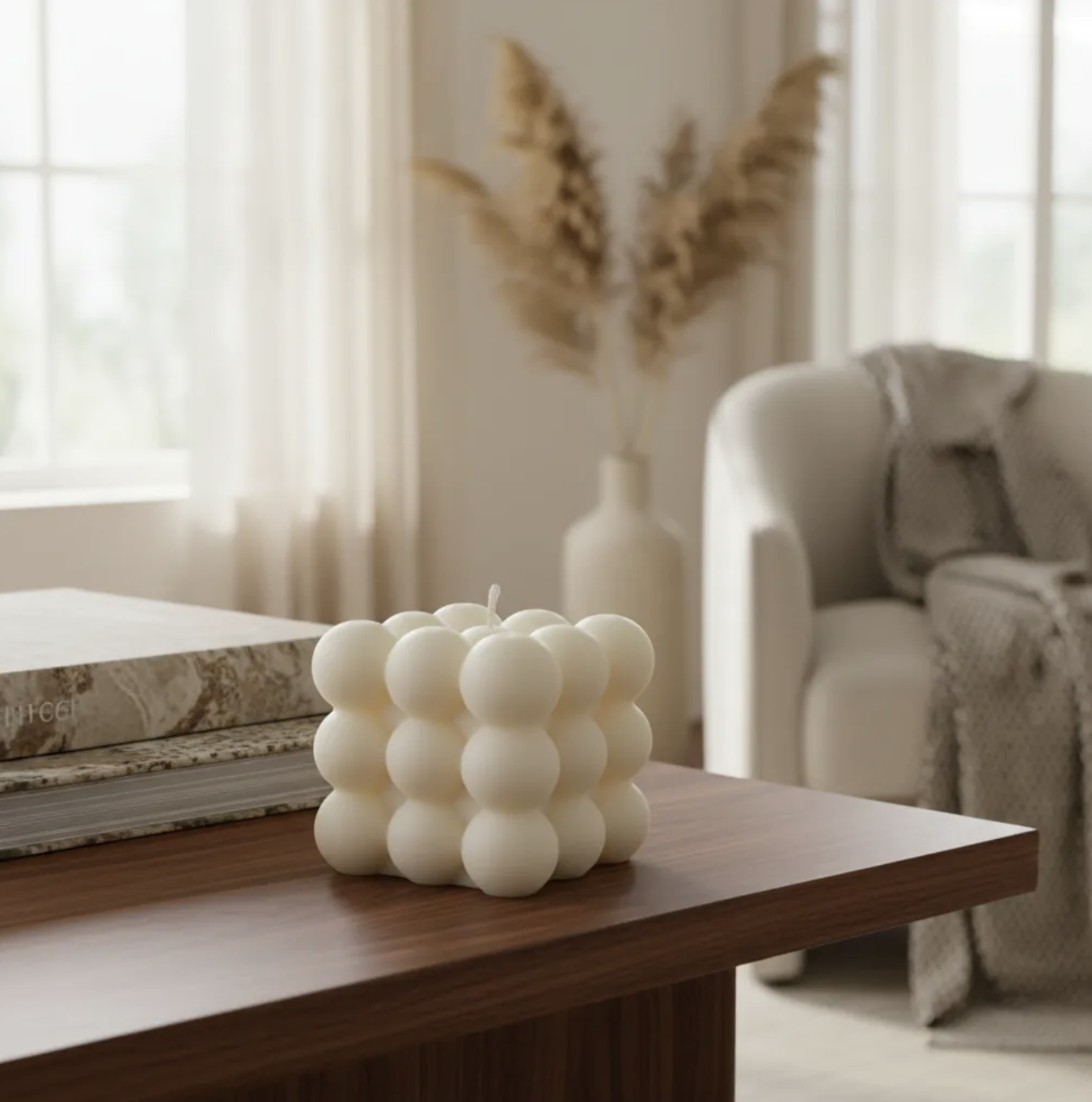 Vela Burbuja o Bubble candle geométrica adorno minimalista y moderno 6 cm en cera de soja-4