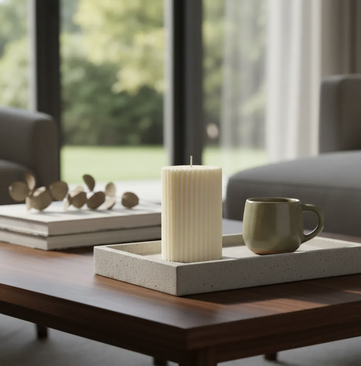 Velas de soja Pack 2 unidades Estriadas Cilíndricas Nórdicas Ribbed Pillar 8 cm Marfil/Blanca-4