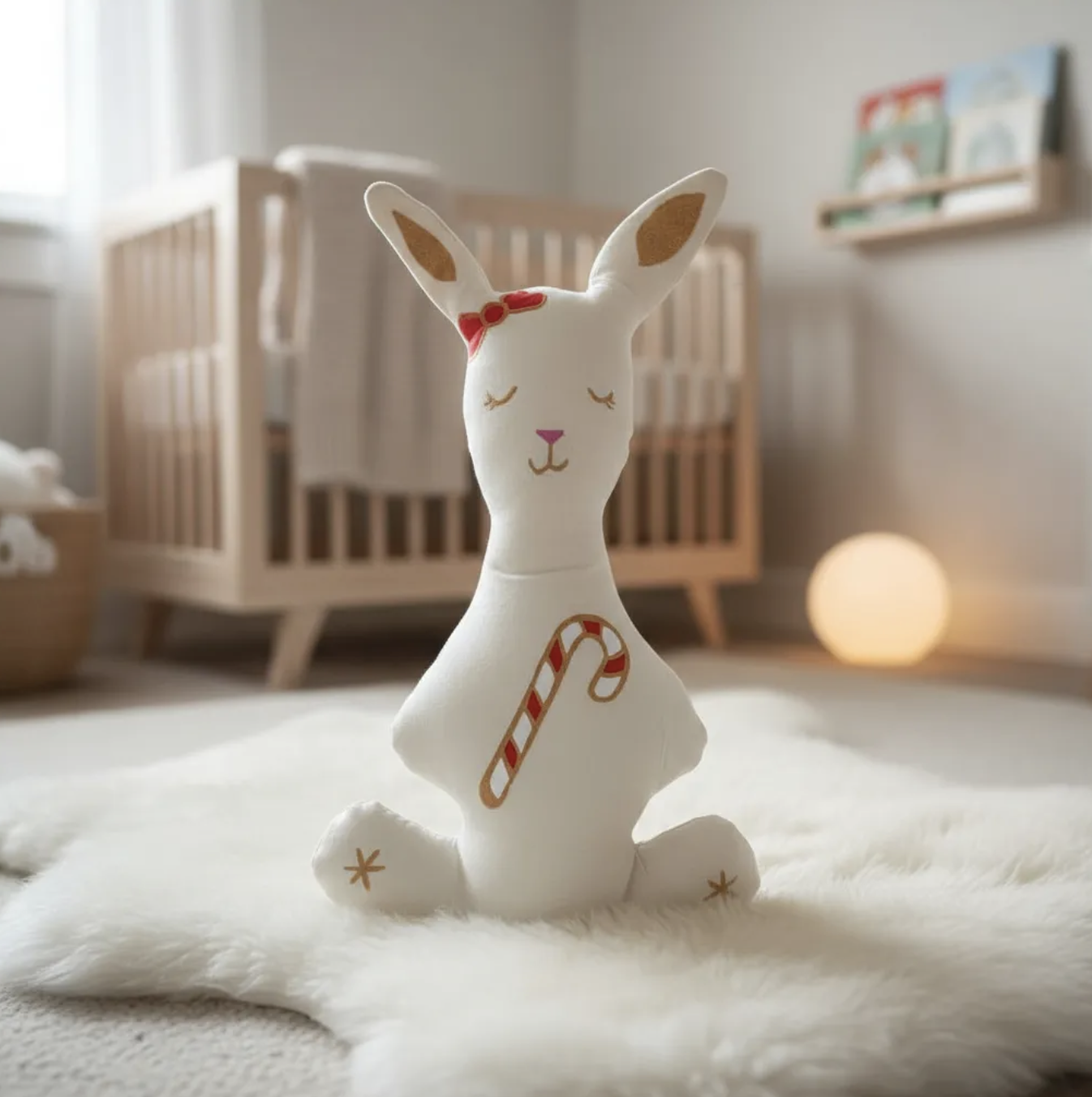 Conejo de navidad pintado en 100% algodón relleno antialérgico adorno 32 cm-2