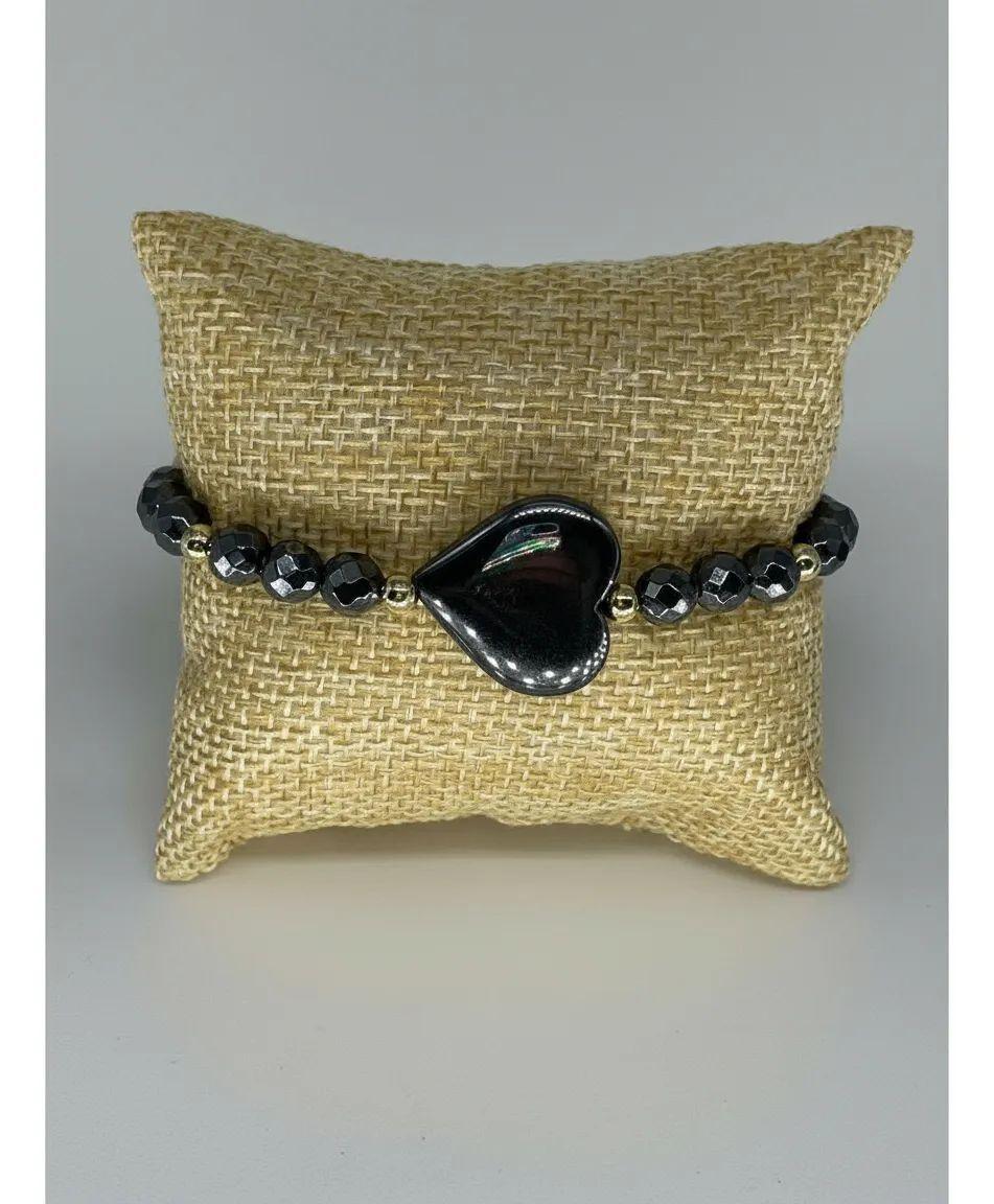 Pulsera corazón con grafito enchapada en oro 18k-3