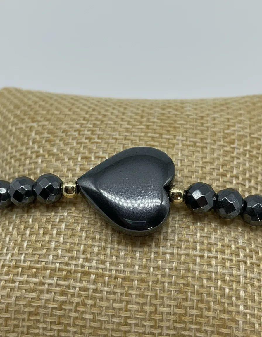 Pulsera corazón con grafito enchapada en oro 18k-6