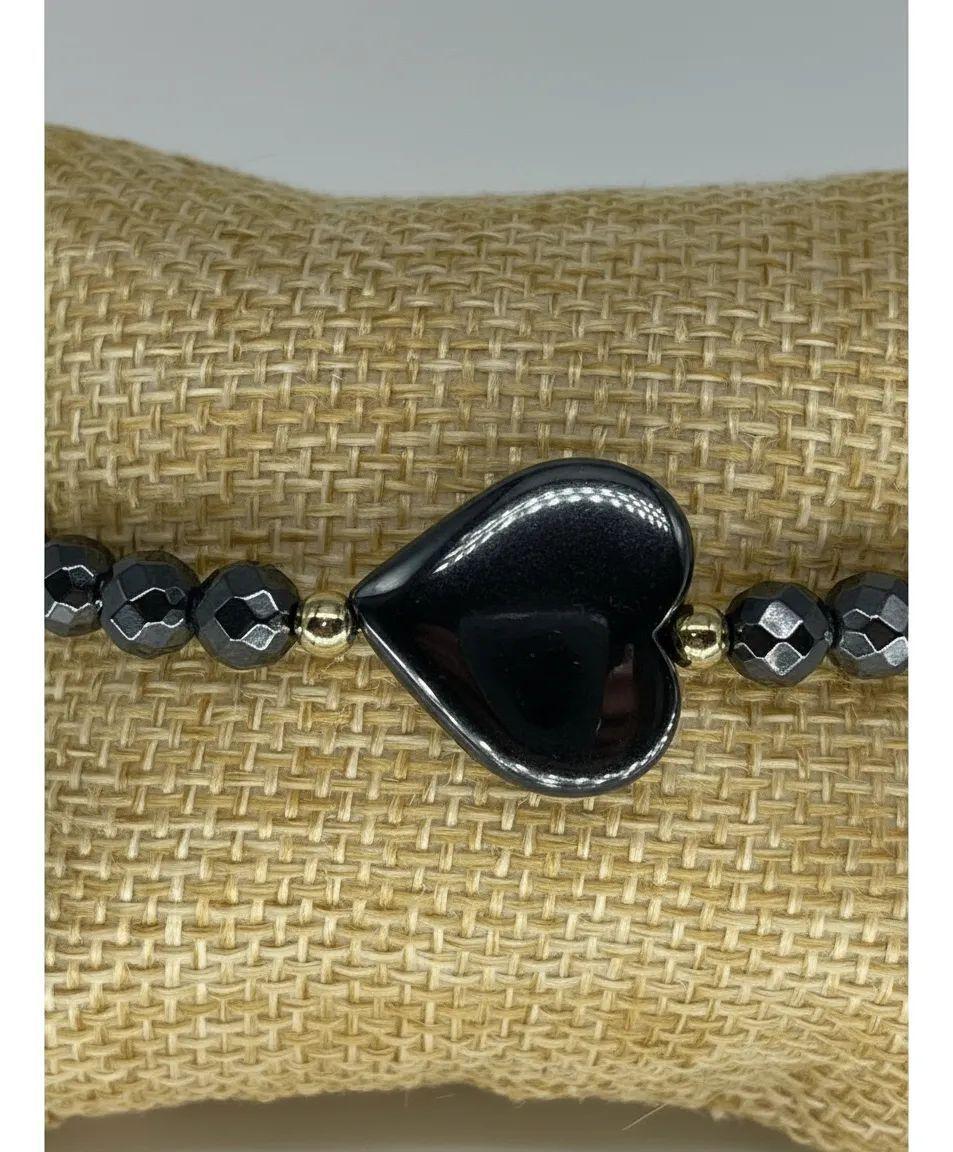 Pulsera corazón con grafito enchapada en oro 18k-7