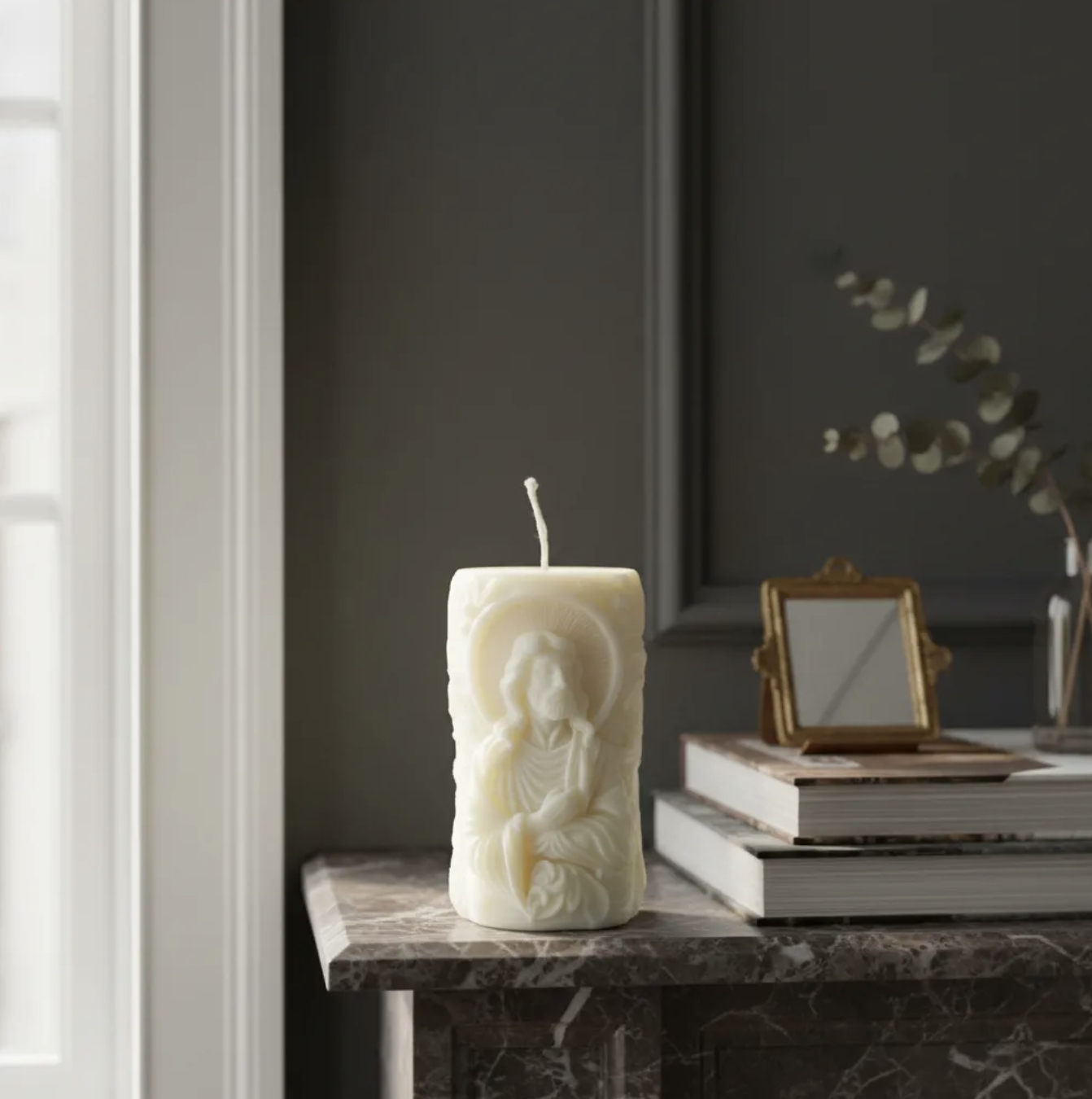 Vela Jesús para bautizo matrimonio confirmación u oración 7.5 cm souvenir de fé en cera de soja-2