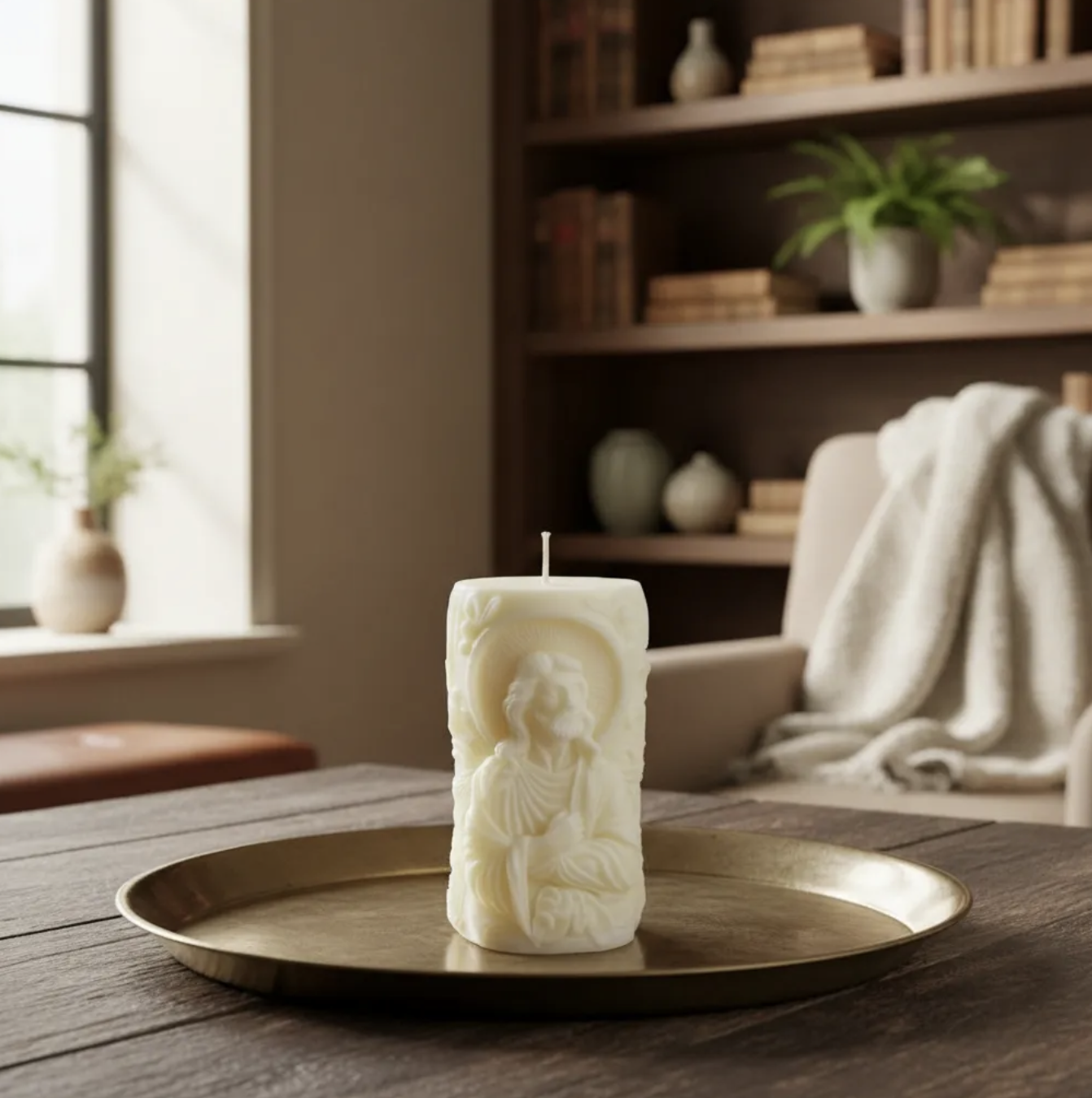 Vela Jesús para bautizo matrimonio confirmación u oración 7.5 cm souvenir de fé en cera de soja-4