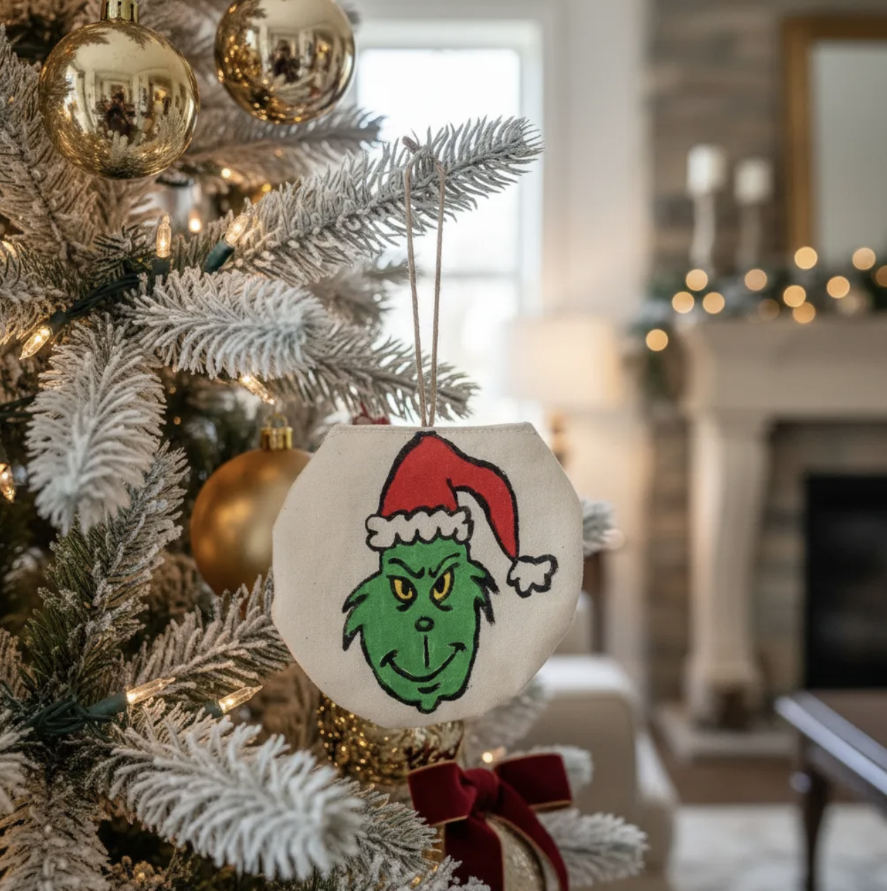 Adorno Navideño el Grinch pintado a mano para árbol navidad-4