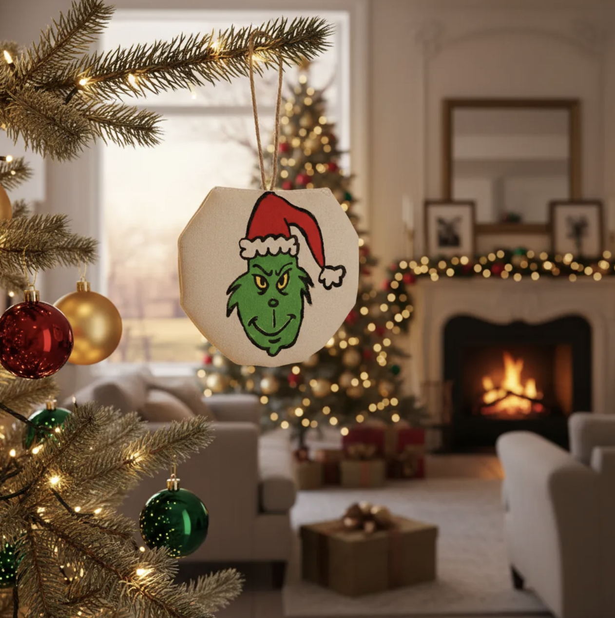 Adorno Navideño el Grinch pintado a mano para árbol navidad-7