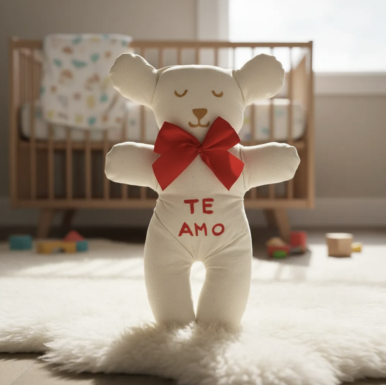 Oso día de los enamorados con Te Amo en 100% Algodón peluche osito Hecho a Mano-2