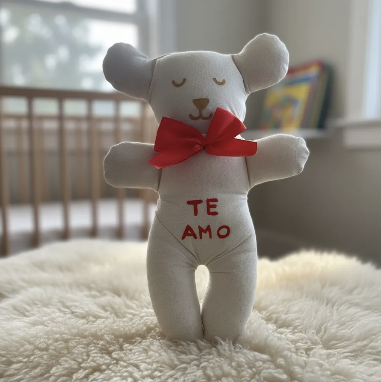 Oso día de los enamorados con Te Amo en 100% Algodón peluche osito Hecho a Mano-3