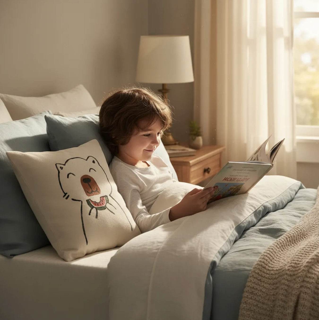 Cojín capibara pintado a mano en lona impermeable y con relleno antialérgico 26 cm-2