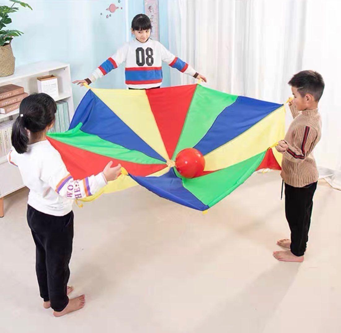 Paracaídas o parachute arcoíris para juegos de dinámicas-5