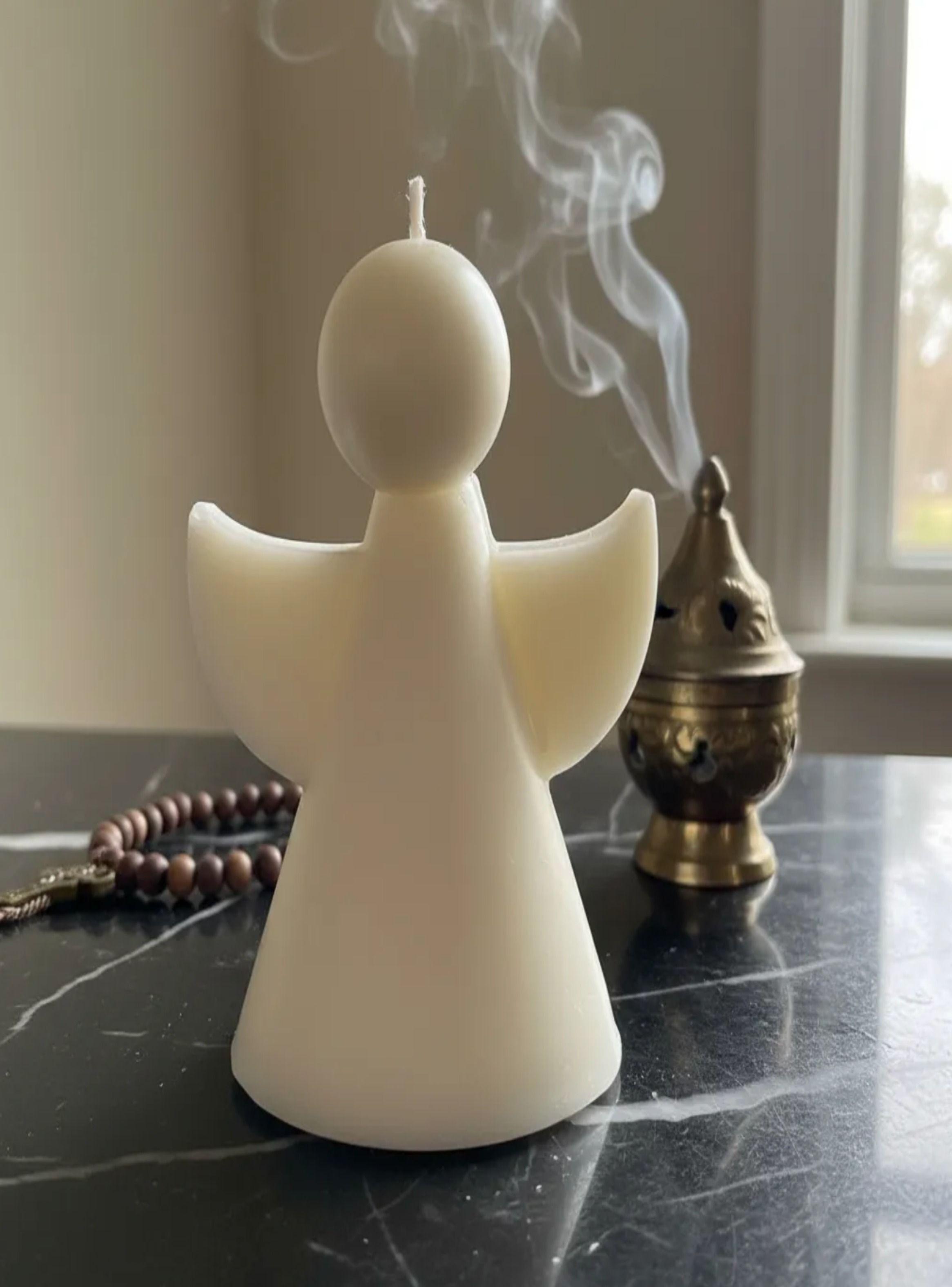 Vela de Angel blanco en cera de soja 9 cm bautizo-2