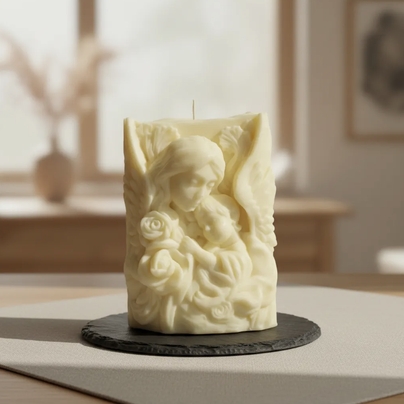 Vela Angel protector con ni o en su regazo 10 cm-3