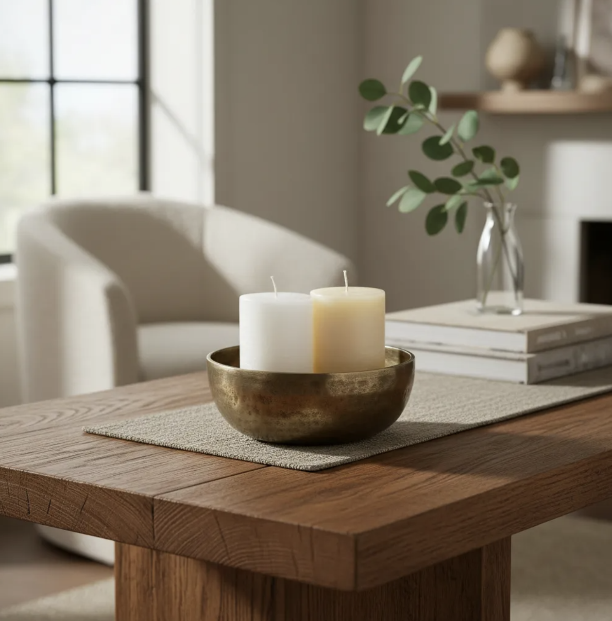 Velas de soja Pack 2 unidades lisas cilíndricas estilo Contemporáneo 8 cm color Marfil & Blanca-5