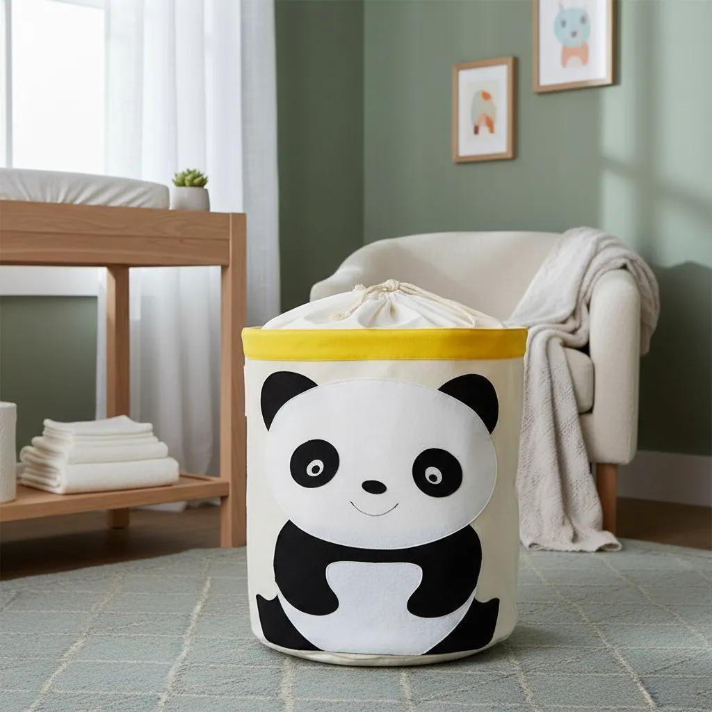 Canasto organizador oso panda de lona impermeable-7