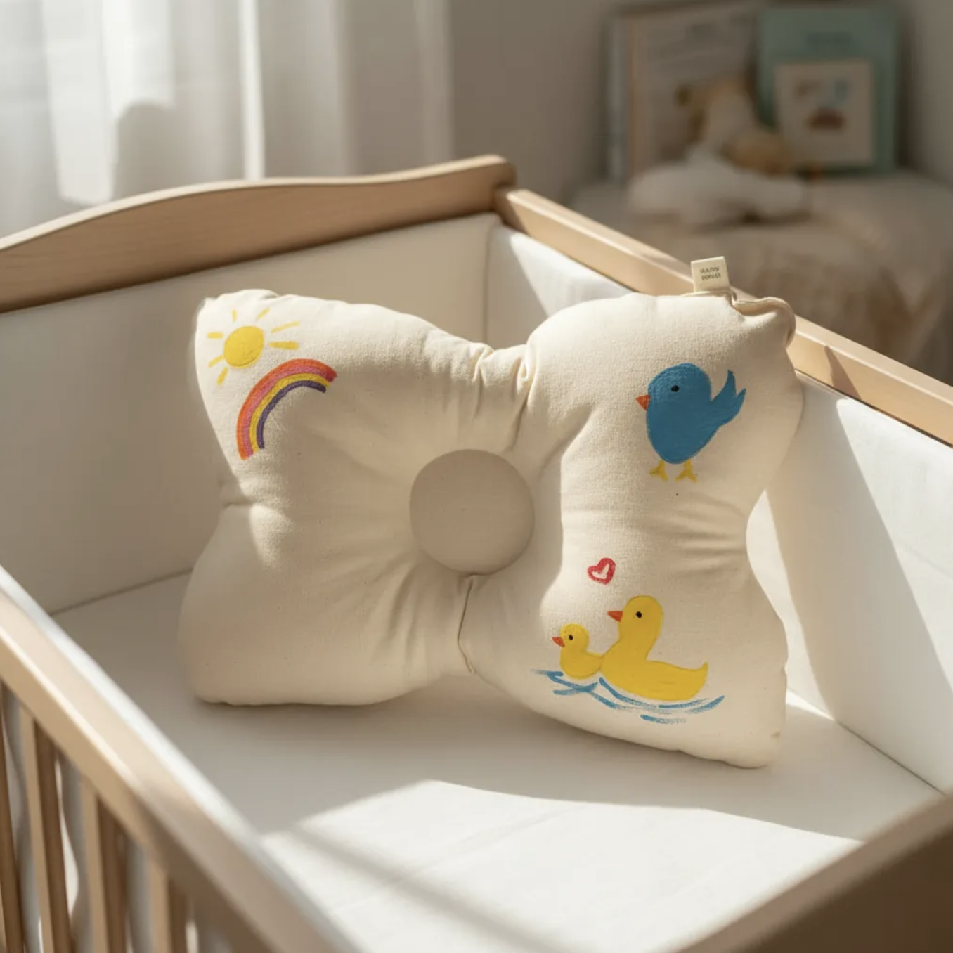 Almohada cojín bebé recién nacida 100% algodón relleno antialérgico-4