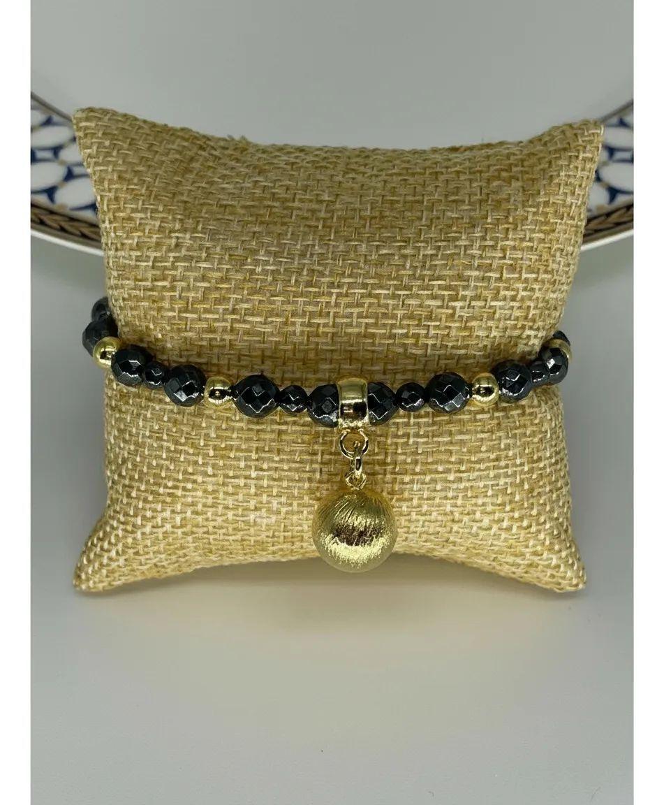 Pulsera Carolina con grafito enchape de oro 18K-4