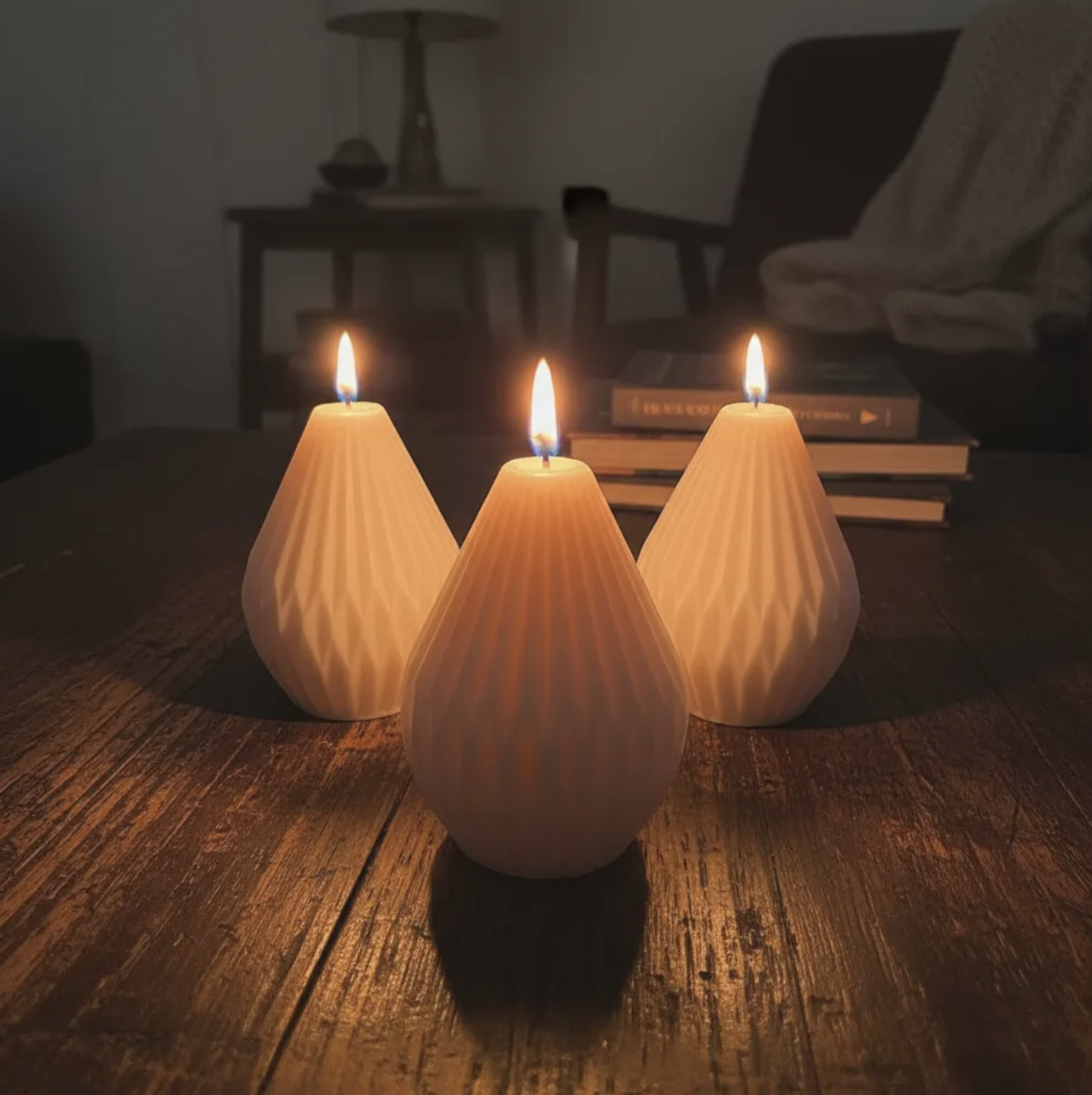 Velas plisadas en set de 3 unidades en cera de soja-2
