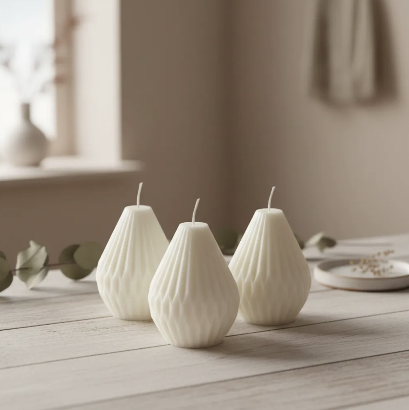 Velas plisadas en set de 3 unidades en cera de soja-4