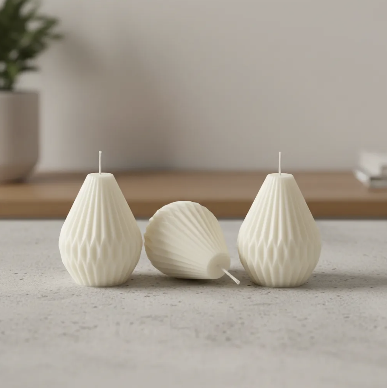 Velas plisadas en set de 3 unidades en cera de soja-5