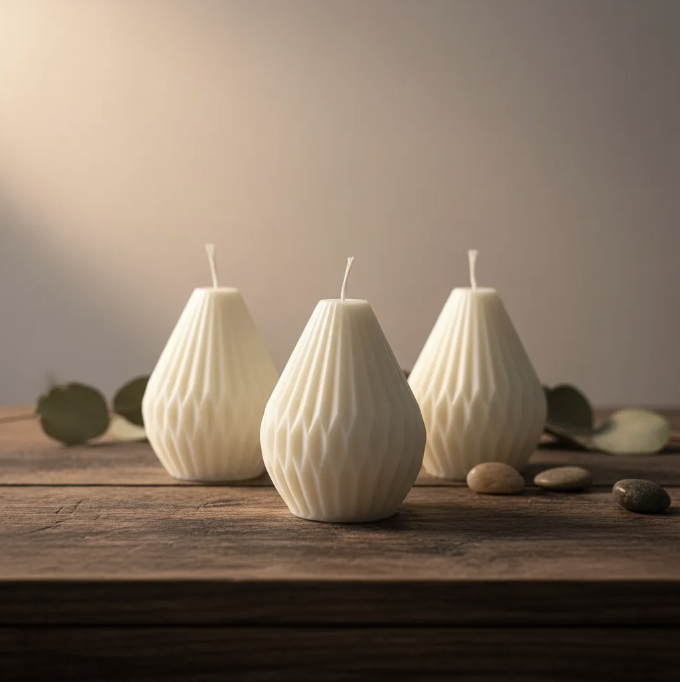 Velas plisadas en set de 3 unidades en cera de soja-6