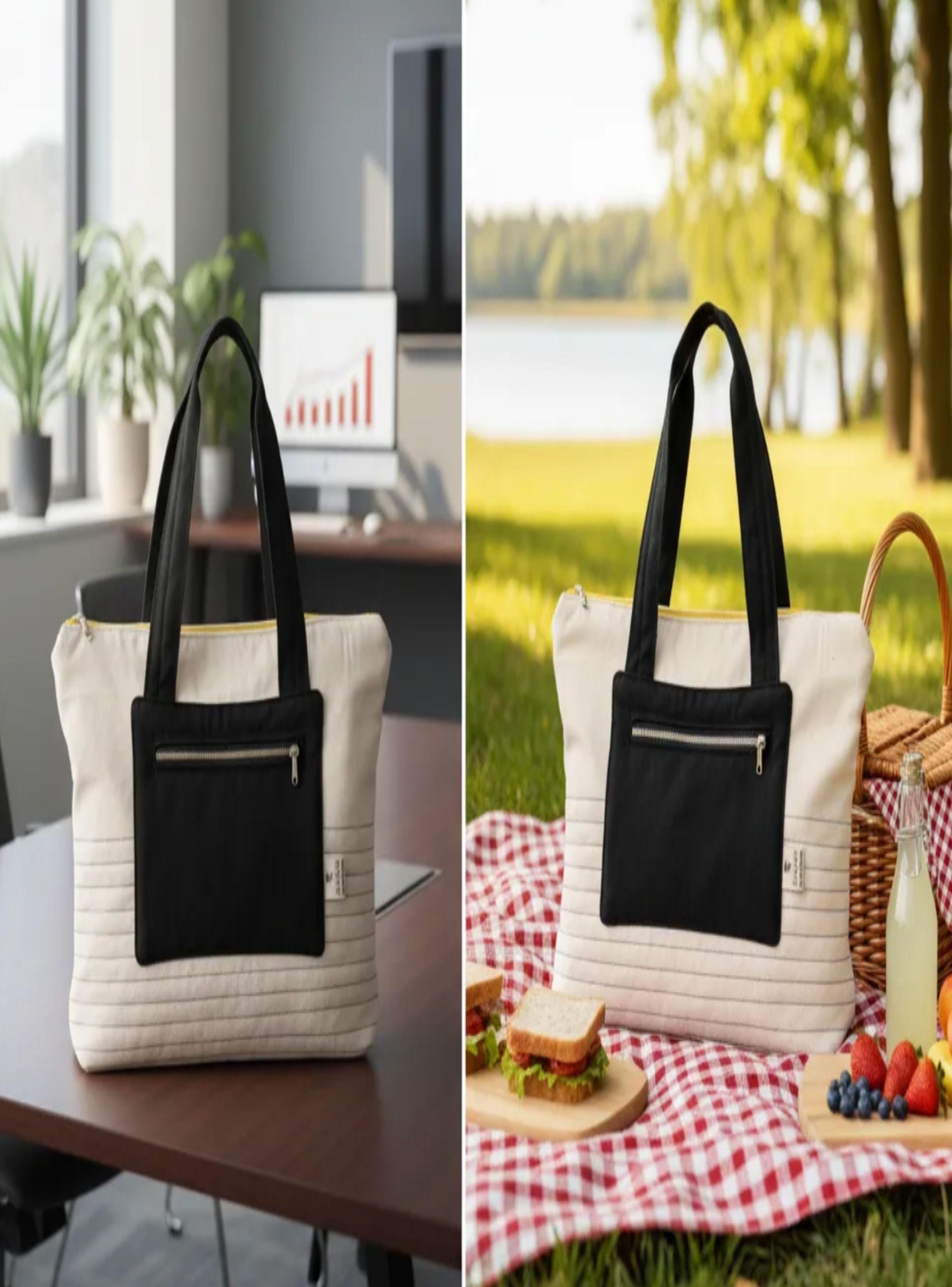 Tote Bag bolso acolchado de lona y forro impermeable-4