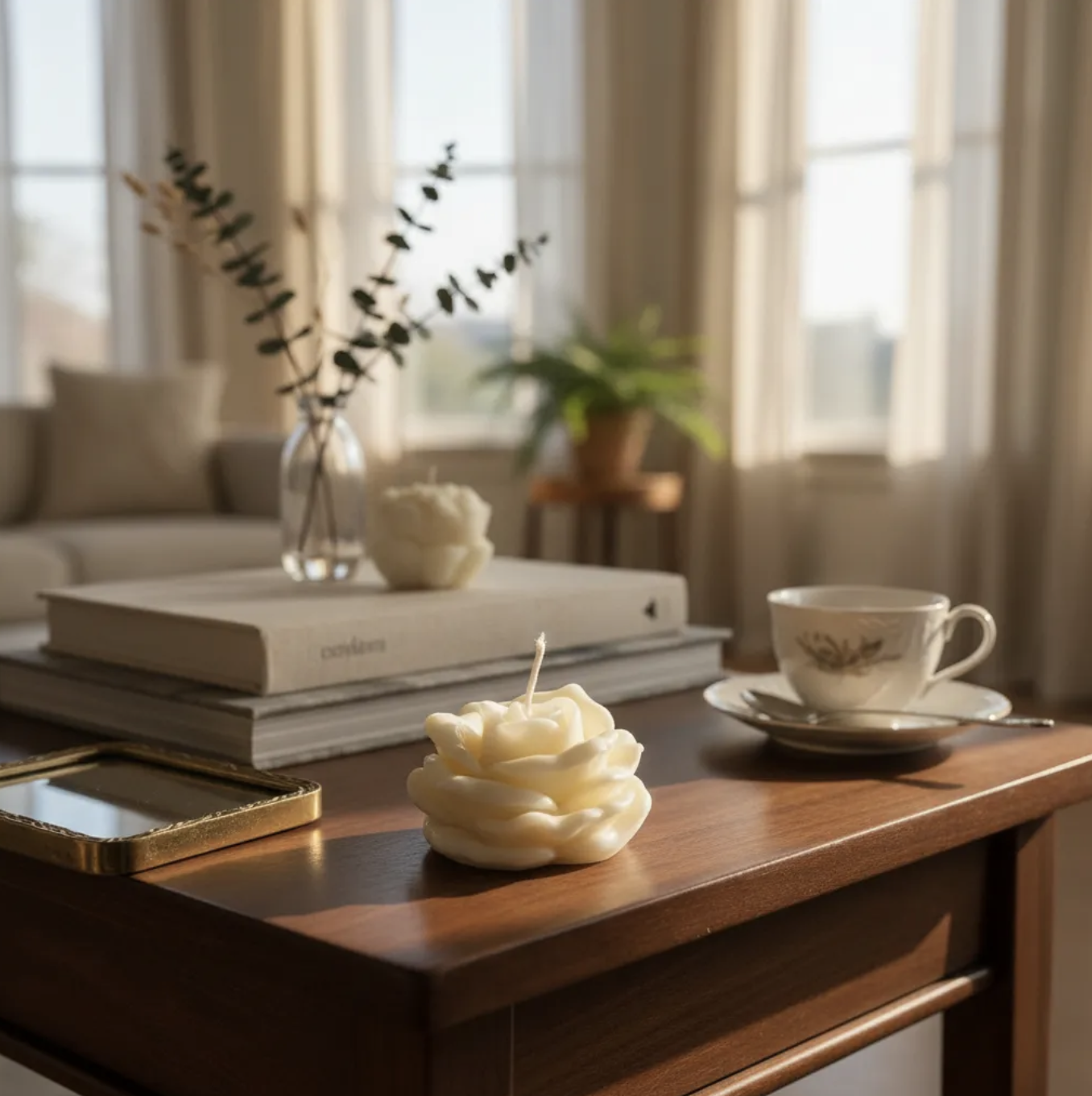 Vela Rosa para decoración. Flor de adorno hogar Souvenirs 3 cm en cera de soja-4