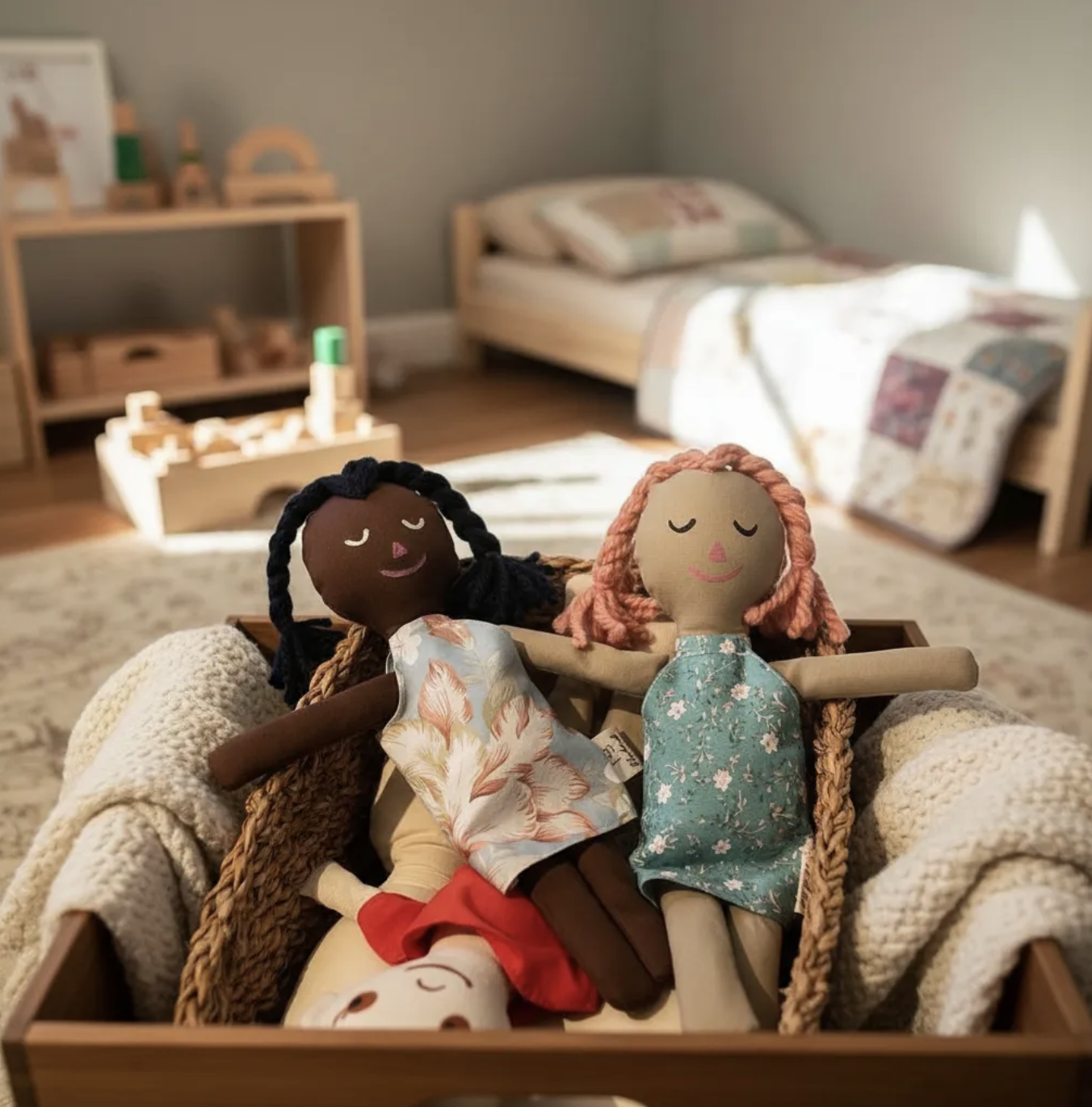 Muñecas de trapo para una infancia clásica Mónica & Emilia Montessori y Waldorf 32 cm Inclusión-5