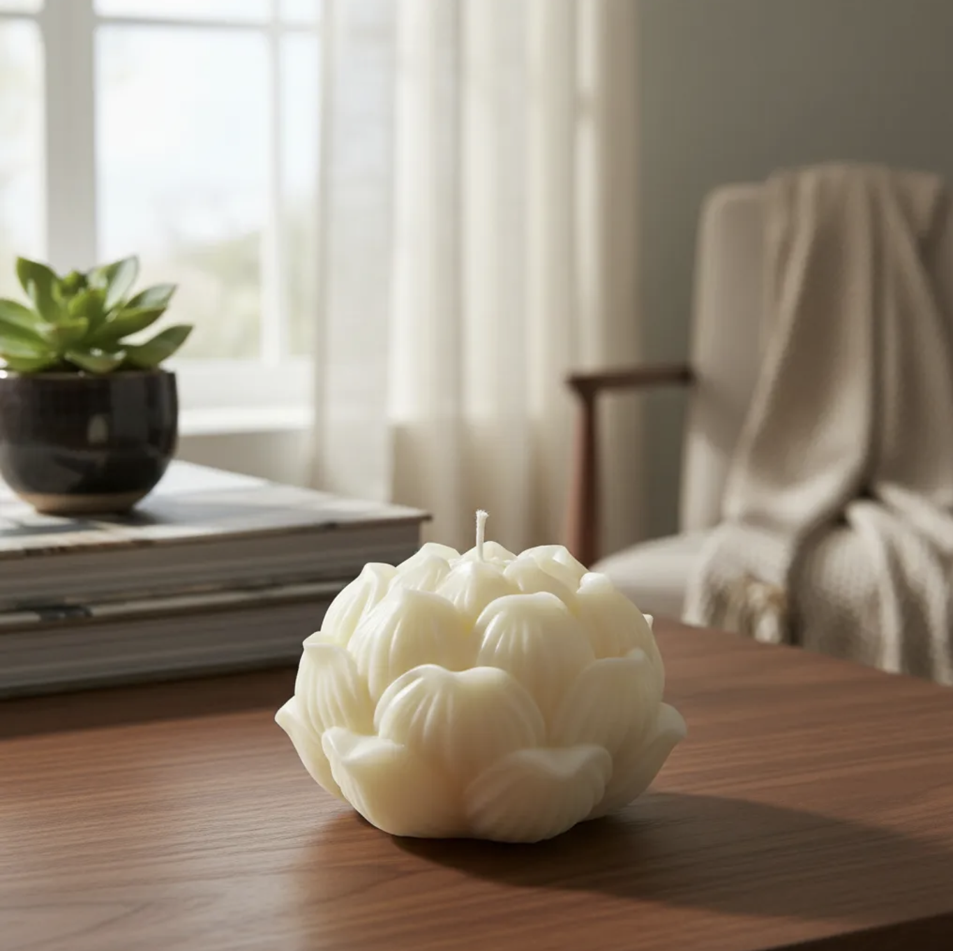 Vela Flor de Loto para decoración. Souvenir de renacimiento y equilibrio 4 cm en cera de soja-4