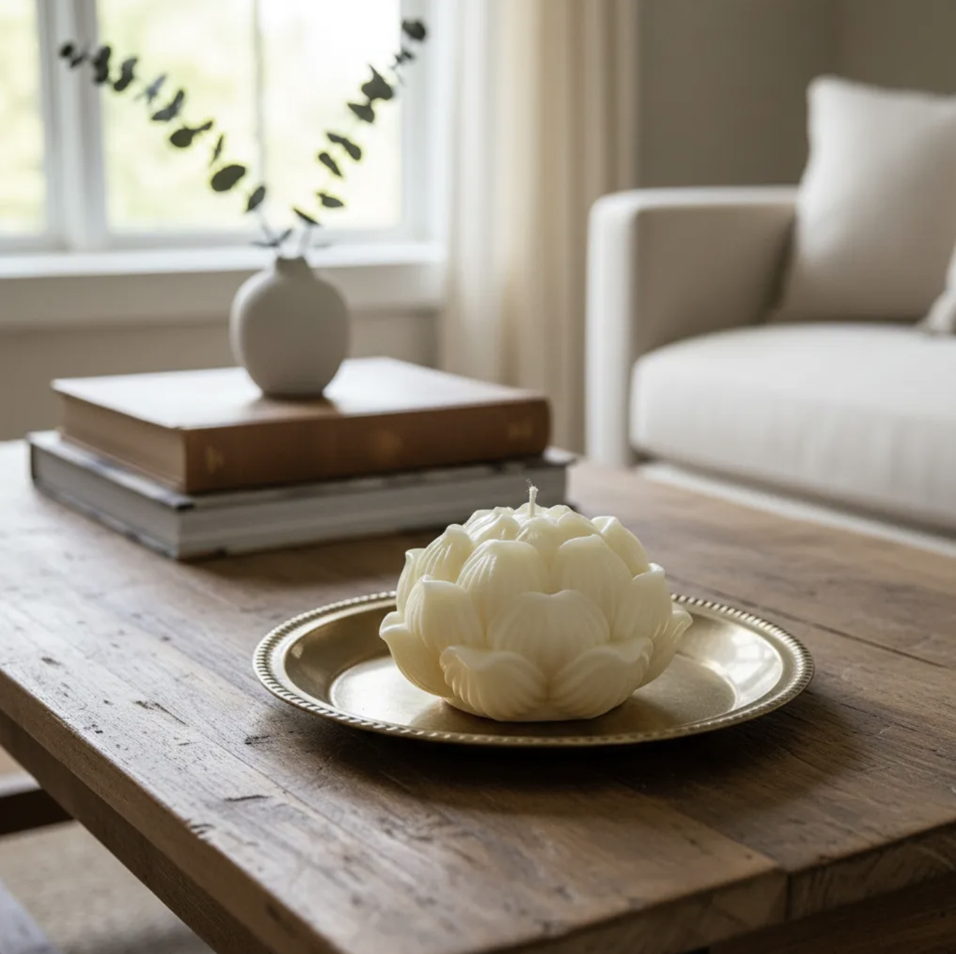 Vela Flor de Loto para decoración. Souvenir de renacimiento y equilibrio 4 cm en cera de soja-6