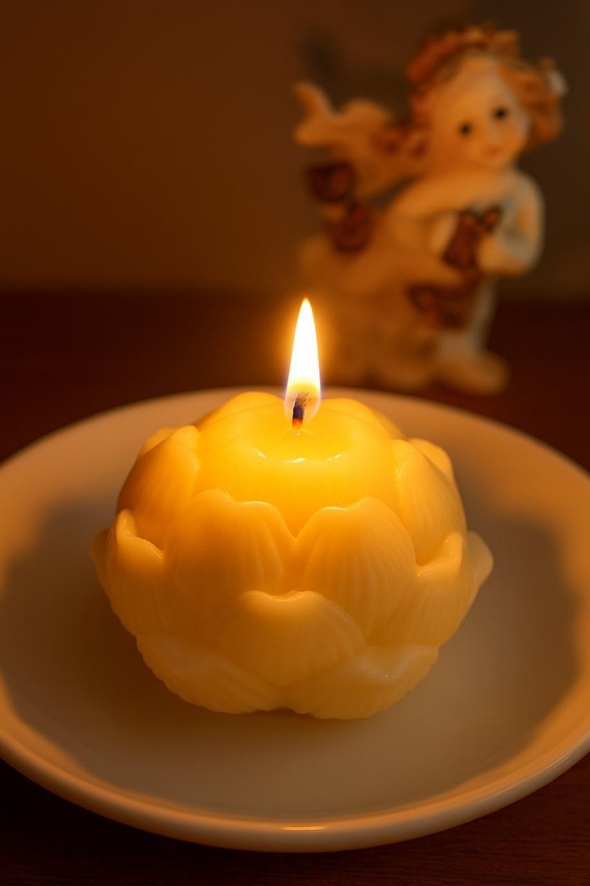 Vela Flor de Loto para decoración. Souvenir de renacimiento y equilibrio 4 cm en cera de soja-8