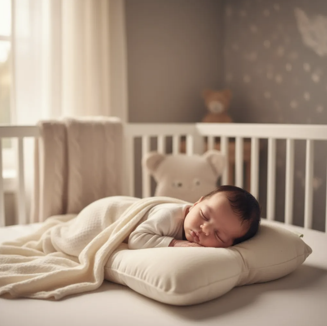 Almohada Anti-plagiocefalia bebé recién nacido 100% algodón relleno antialérgico-3