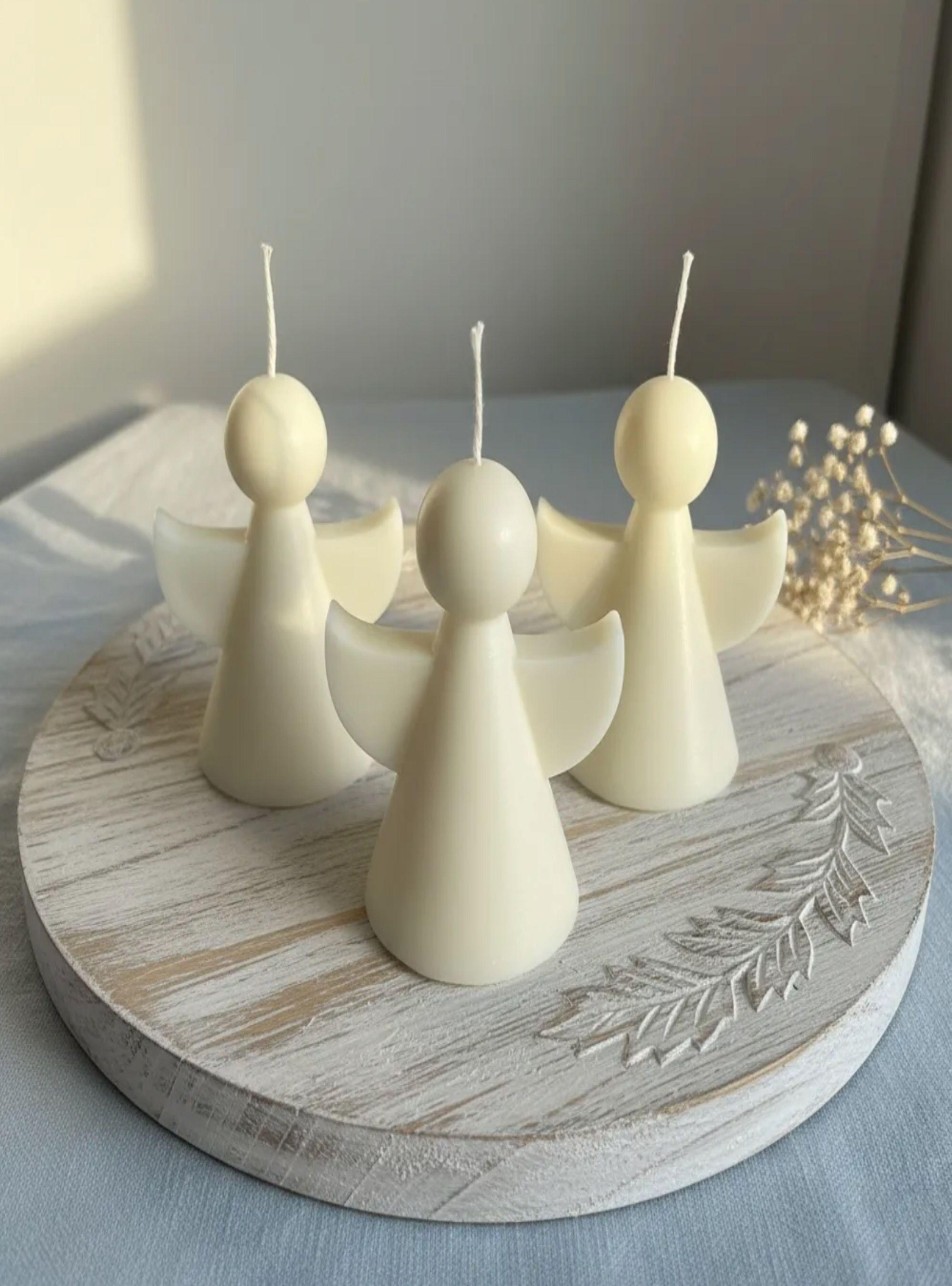 Set 3 velas Angeles 9 cm souvenir bautizo catolico-2