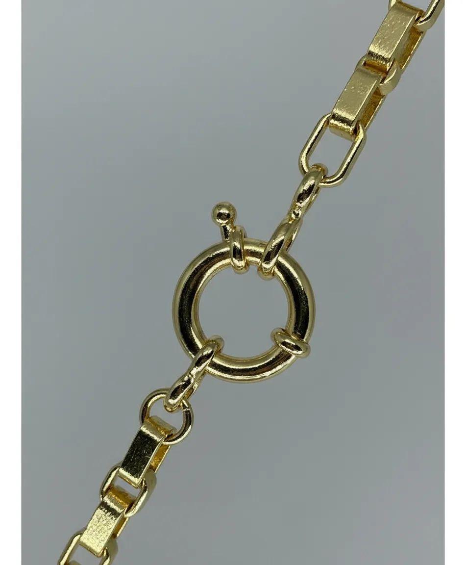 Pulsera cadenetas y timón enchapada en oro de 18k-3