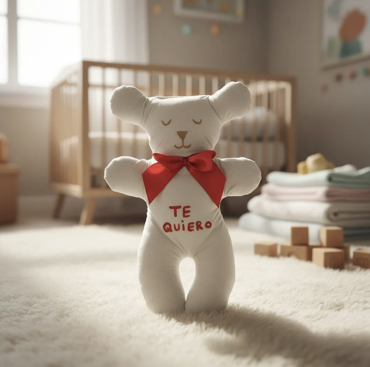 Oso día de los enamorados con Te Quiero en 100% Algodón peluche osito Hecho a Mano-5