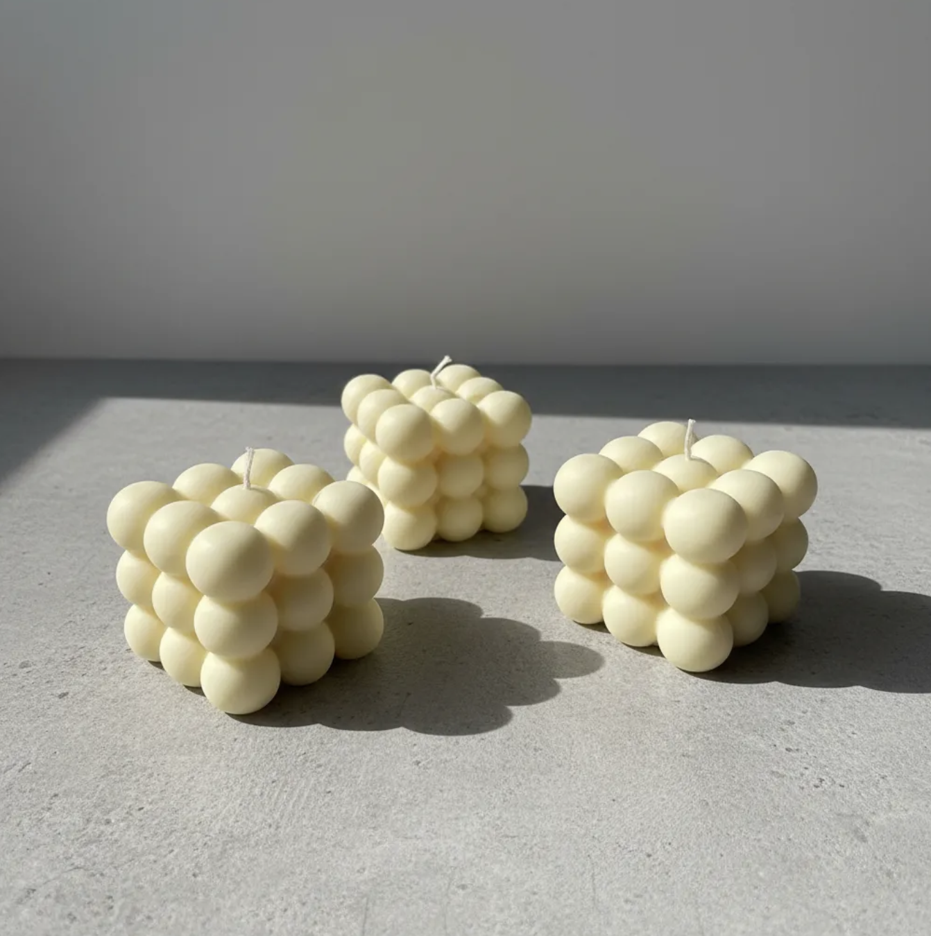 Set 3 velas Burbujas geometricas adorno moderno 6 cm-3